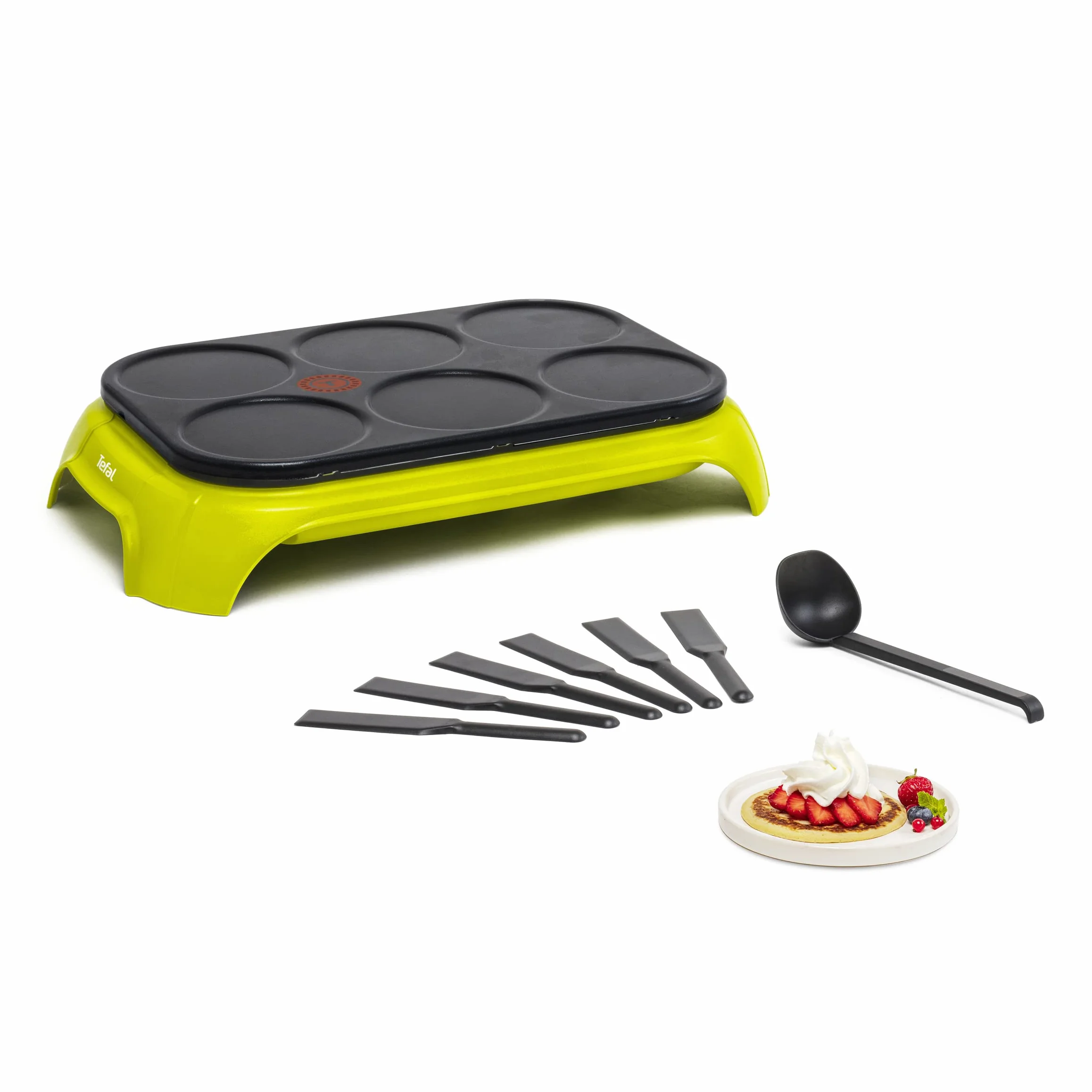 Tefal Crep'Party Colormania PY559312 Crepera, 1000 W, Revestimiento Antiadherente/Termoplástico, Verde/Negro
