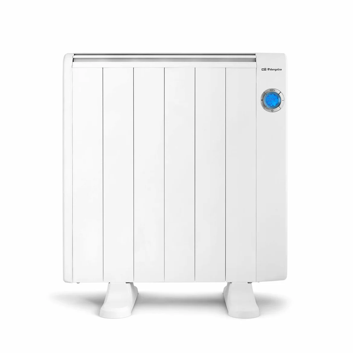 Orbegozo RRE 1010, Emisor térmico bajo consumo, 1000 W, 6 elementos reales, aluminio, mando a distancia, funcionamiento programable, botón de desconexión total, pared o pie, color blanco
