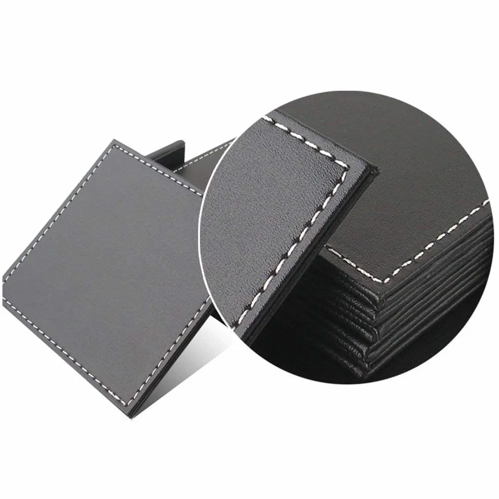 KINGFOM Juego de 6 Posavasos de Piel Negro