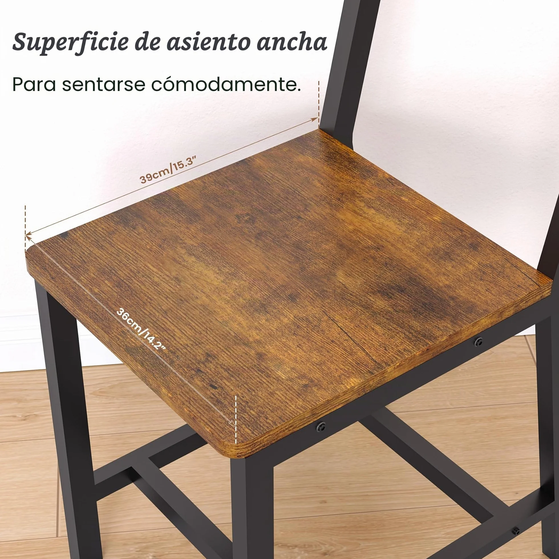 YOUDENOVA Sillas de Comedor Juego de 6, Estructura de Metal Resistente, Sillas de Cocina con Respaldo, para Comedor, Cocina y Salón, hasta 150 kg, Marrón Vintage