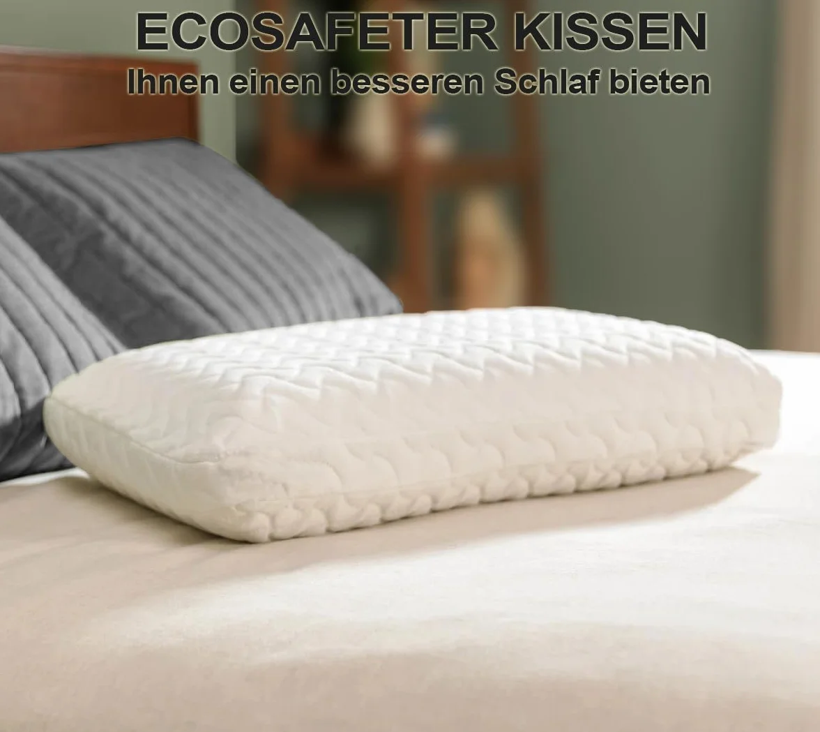Almohada de espuma viscoelástica para un sueño reparador, cojín cervical ergonómico de alta densidad para dormir de lado y de espalda (blanco)