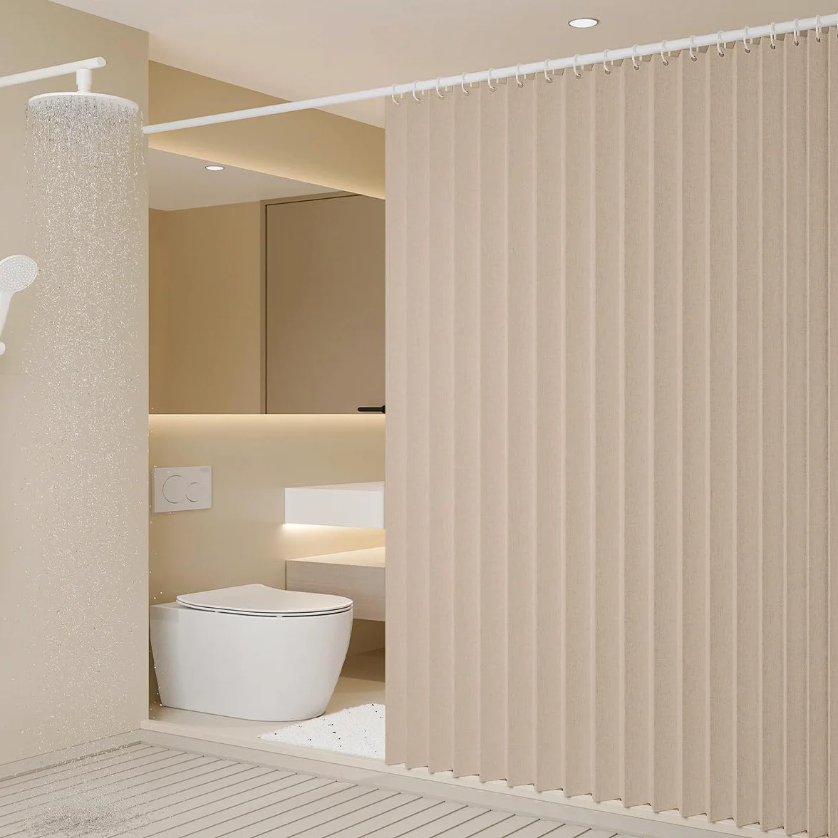 Personalizable Cortina Plegable baño corrediza，Separador de Espacios Interiores，Adecuado para Puertas correderas, armarios-Beige- 220x200cm