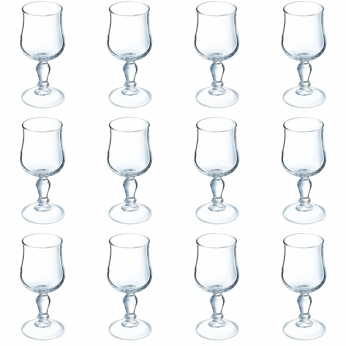 Arcoroc Set de 12 copas de agua Normandi de vidrio 23 cl | Transparente, Vidrio, formato alto, acabado brillo, 23 cl, 12 piezas, apto para frigorífico, fácil de limpiar
