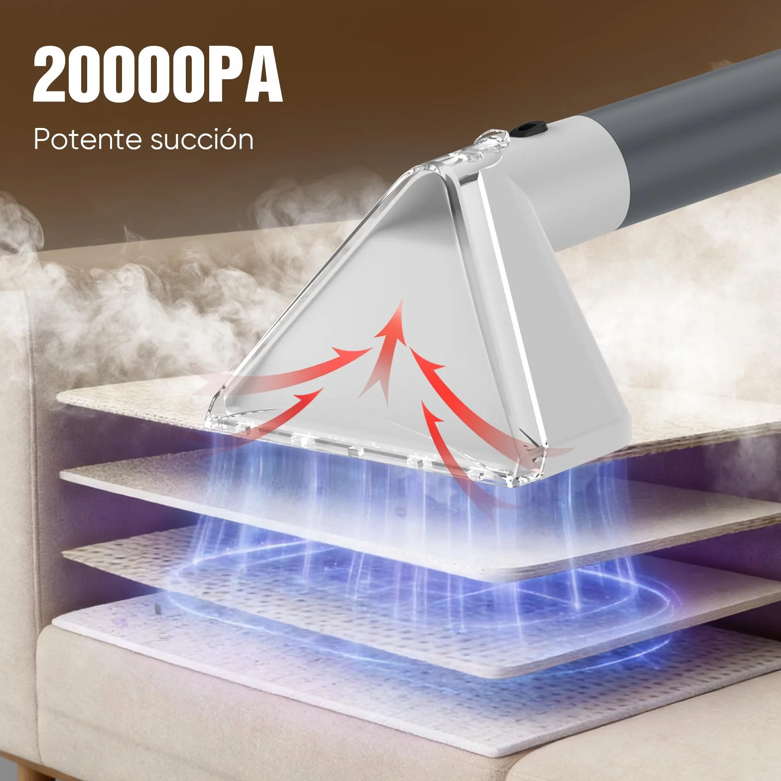 Aspiradora de Agua Tapicería - 2500W 20kPa Limpiador de Tapiceríascon Vapor Caliente,alfombras, moquetas para aspiradora y desmontador para colchón compacto y portátil