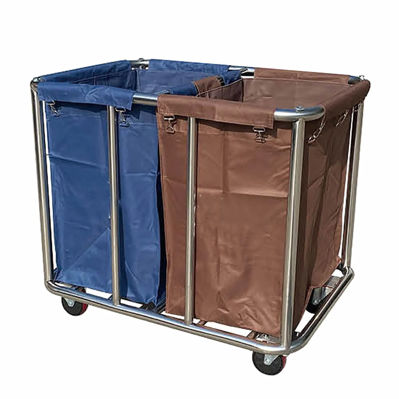 FQMYLTYN Carro Clasificador de Ropa Comercial con Ruedas, Carro de Lavandería Industrial de 400 L, Cesto para Ropa Blanca de Hotel con Estructura de Acero Inoxidable y Tela Oxford Impermeable