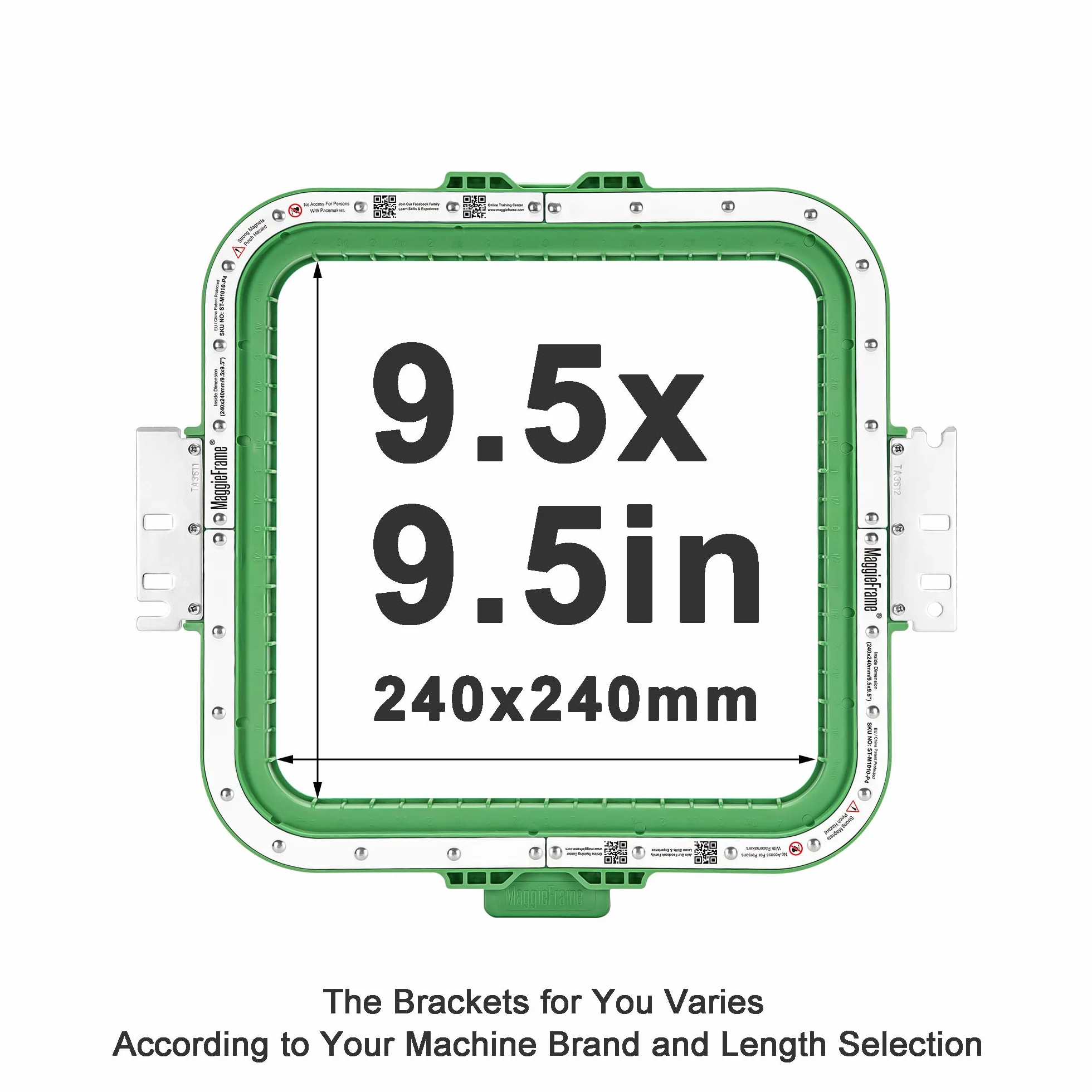 Brewland Bastidor de bordado magnético 240x240mm para BAI V22 V22-2 M22 | Compatible con BAI KESI 1204/1504, KESI 1206/1506; 9.5x9.5inch