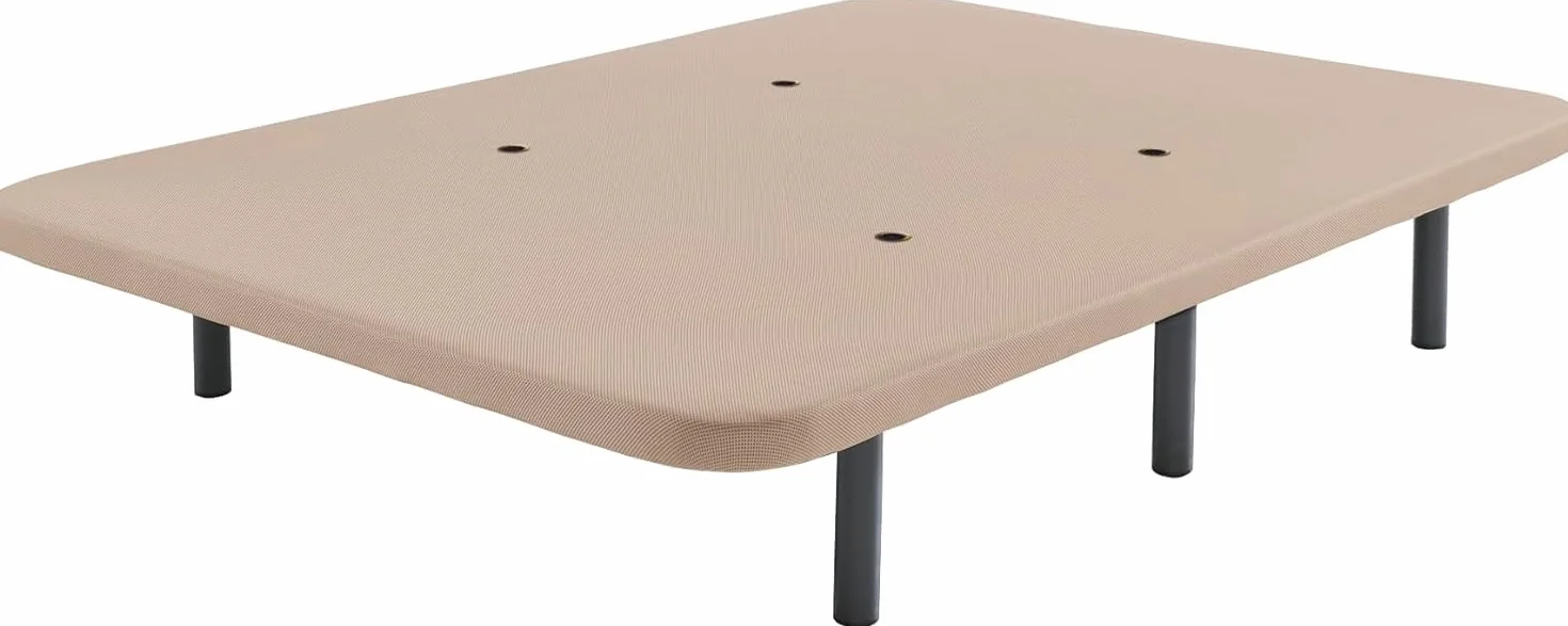 SHIITO | Base Tapizada 135x190 cm | Tejido 3D en Tela de Color Beige | Incluye Válvulas de Transpiración | Juego de 6 Patas