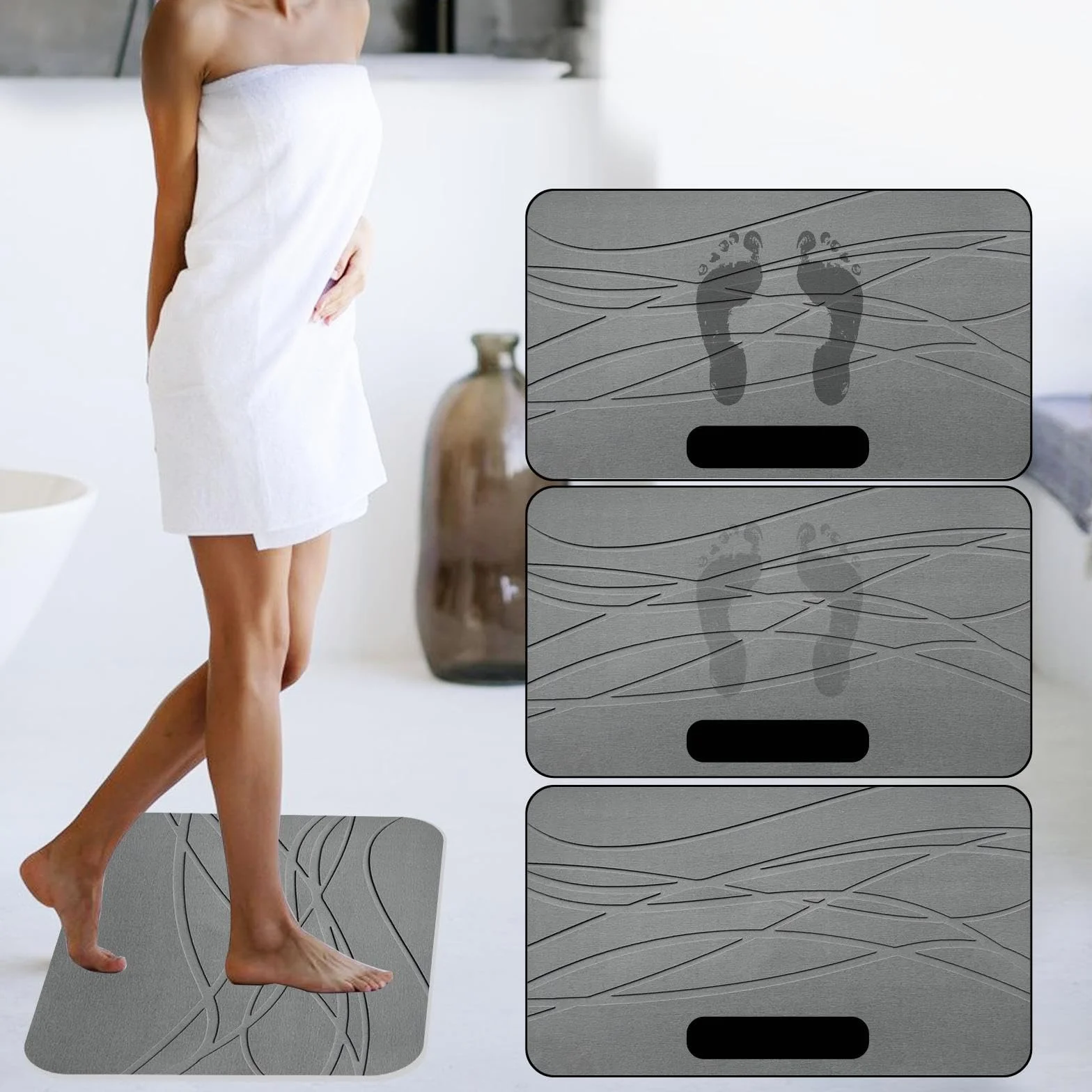 Alfombra baño diatomita antideslizante absorbente secado rápido para ducha y fregadero