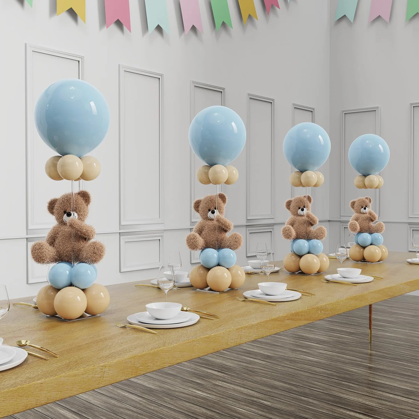 YALLOVE Juego de 10 Soportes de Globos para Mesa Acrílico, 60cm Altura | Transparente, Reutilizable para Decoración de Cumpleaños Aniversario Boda Fiesta