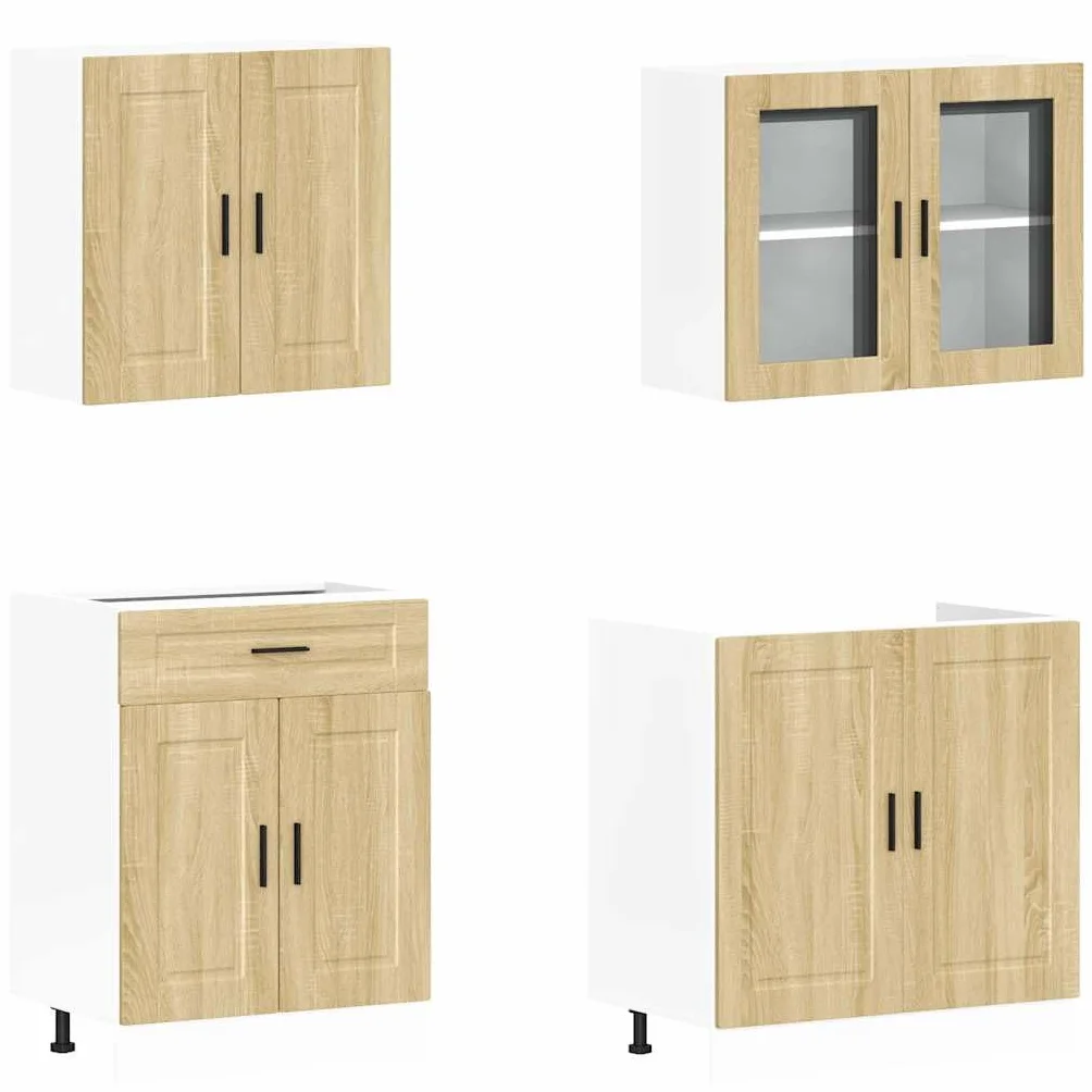 Mueble Cocina Kalmar Roble Sonoma 4 pzas Madera contrachapada