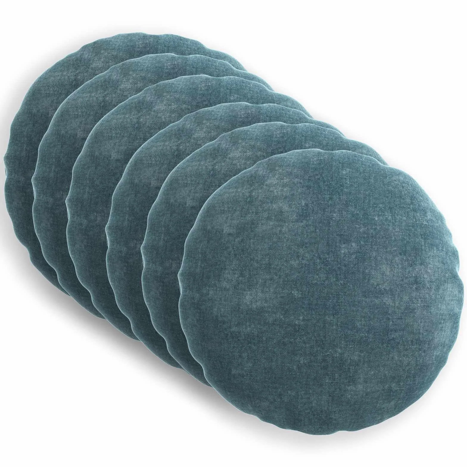vidaXL Funda de cojín 6 piezas HEERLEN azul diámetro 50 cm tela de felpilla interior funda de almohada chenilla poliéster moderno accesorios para el hogar elegante decorativo