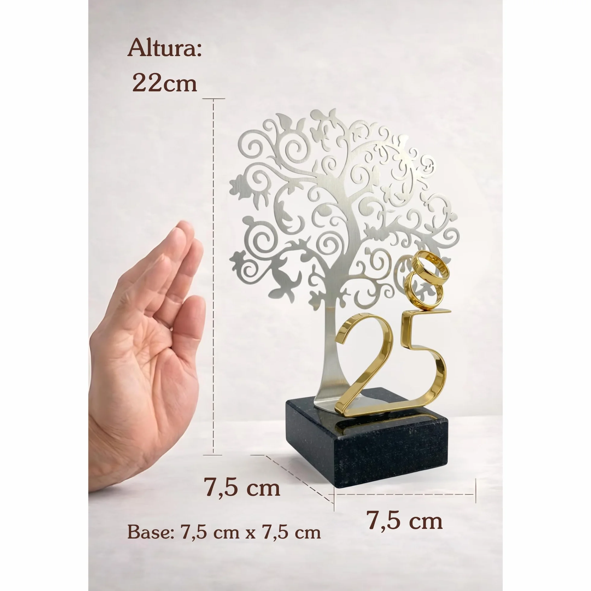 JOYERIA EL FARO | Grabado Personalizado | Presentación en Estuche Premium | Celebra vuestros años de Amor Juntos (25 Aniversario, 22 x 19 cm)