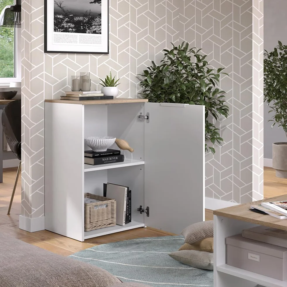 Vicco Aparador Wido, Blanco, 50 x 80 cm con Estante, para Almacenamiento y organización Que Ahorra Espacio