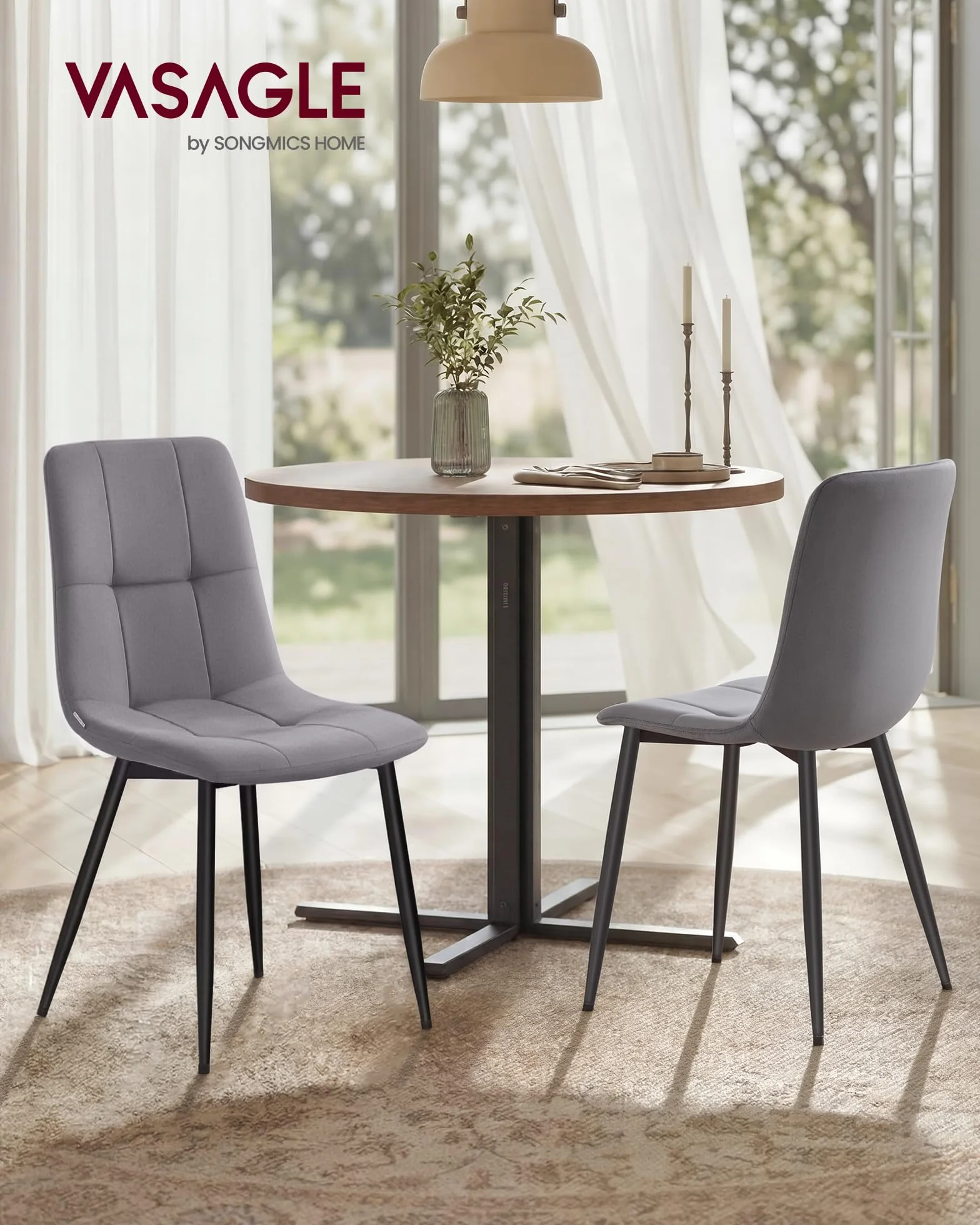VASAGLE Sillas de Comedor de Terciopelo, Carga 120 kg Cada Una, Sillas de Cocina Acolchadas con Pies Ajustables, Estilo Moderno, para Salón, Juego de 4, Gris Pizarra KDC080GN01