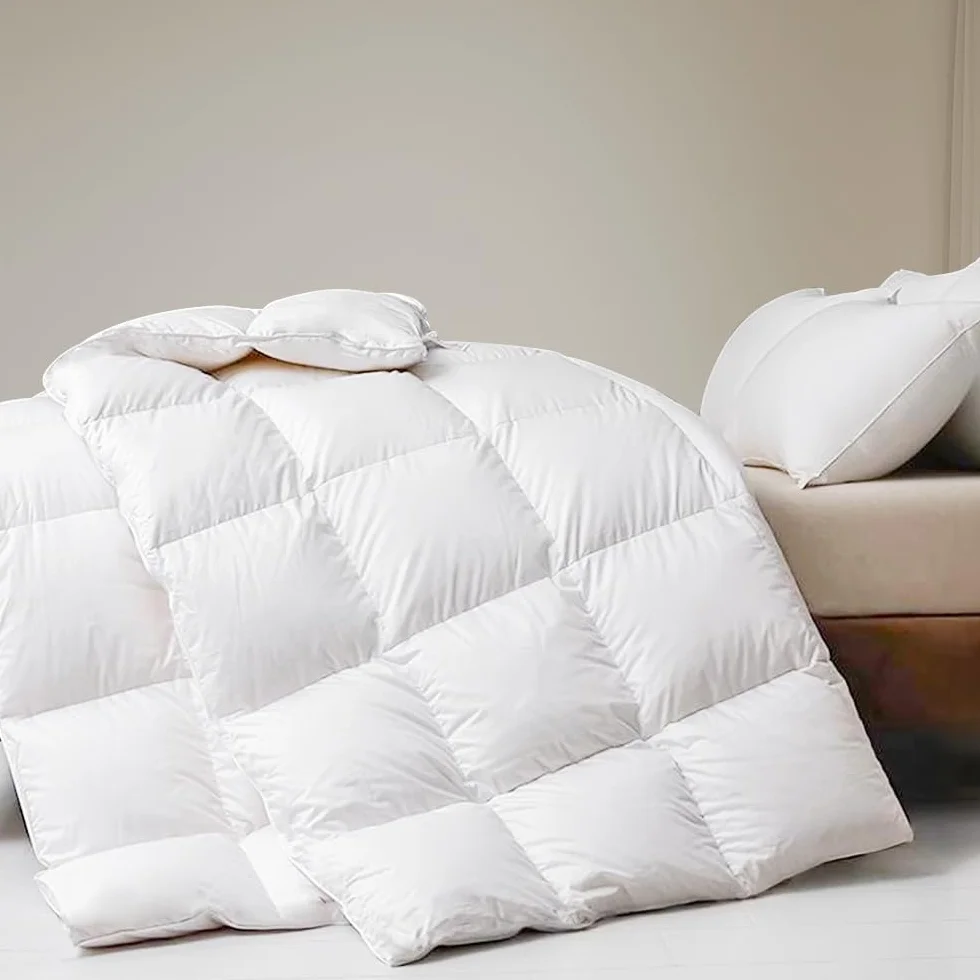 DWR Edredon Cama 80/90,Edredón de Plumas y Plumón 135x200 cm,Calor Medio para 4 Estaciones 300gr/㎡,100% Algodón,Suave, Transpirable,Certificado Oeko-Tex y RDS, Blanco