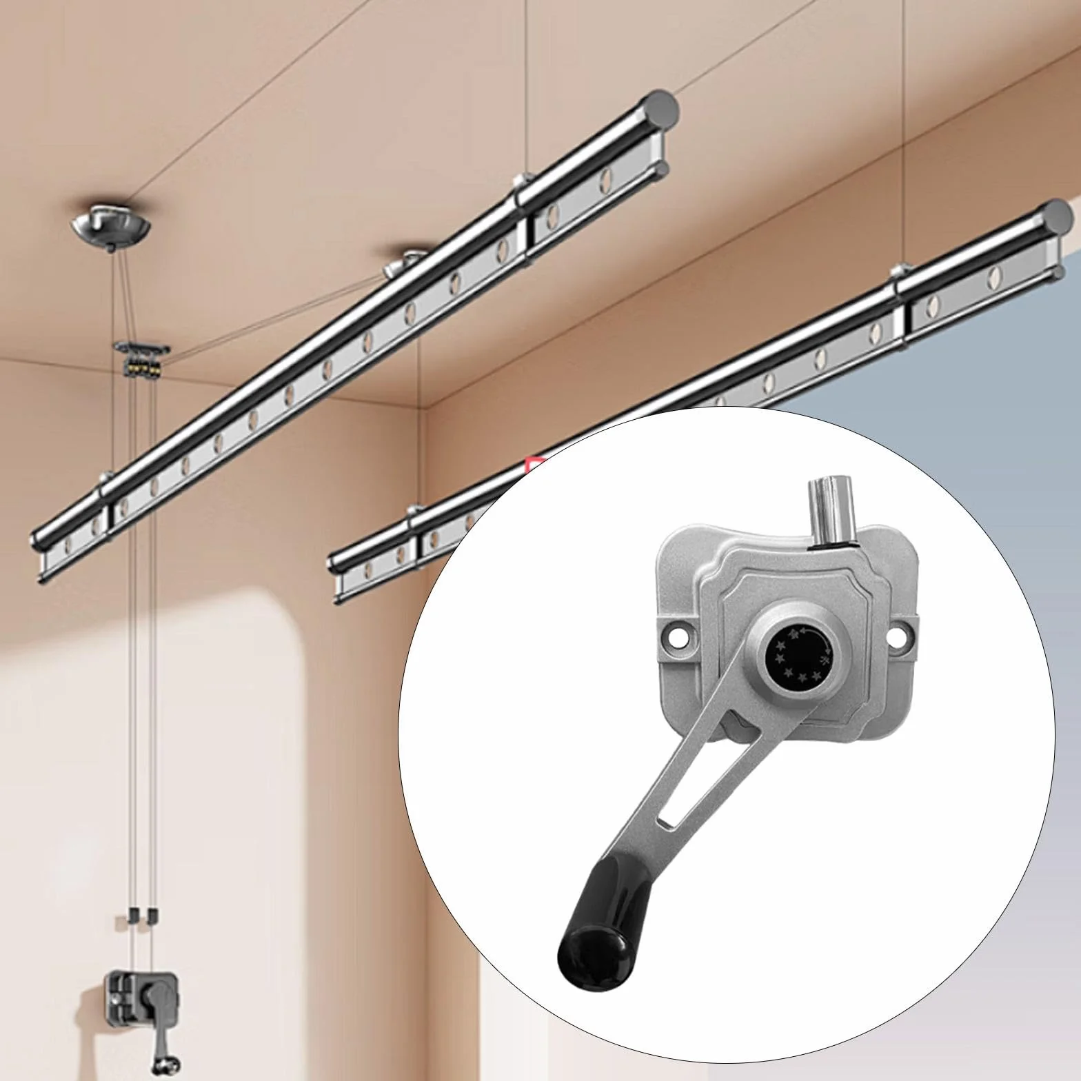 Milageto Accesorio para Percha de Ropa con Manivela, Agitador Manual para Tendedero 1,8 m