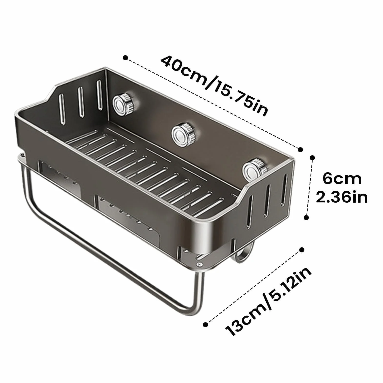 Estante de ducha con ventosa, cesta de pared con agujeros de drenaje, cesta de ducha con ventosa con ganchos y toallero, para balcón, dormitorio, apartamento, baño, despensa, cocina y hogar