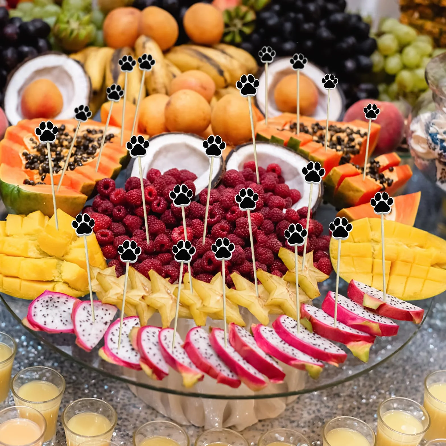 200 palillos de cóctel, palillos de dientes elegantes de 4.7 pulgadas para aperitivos, pinchos decorativos para frutas, alimentos, bebidas, suministros de fiesta, estilo pata de perro