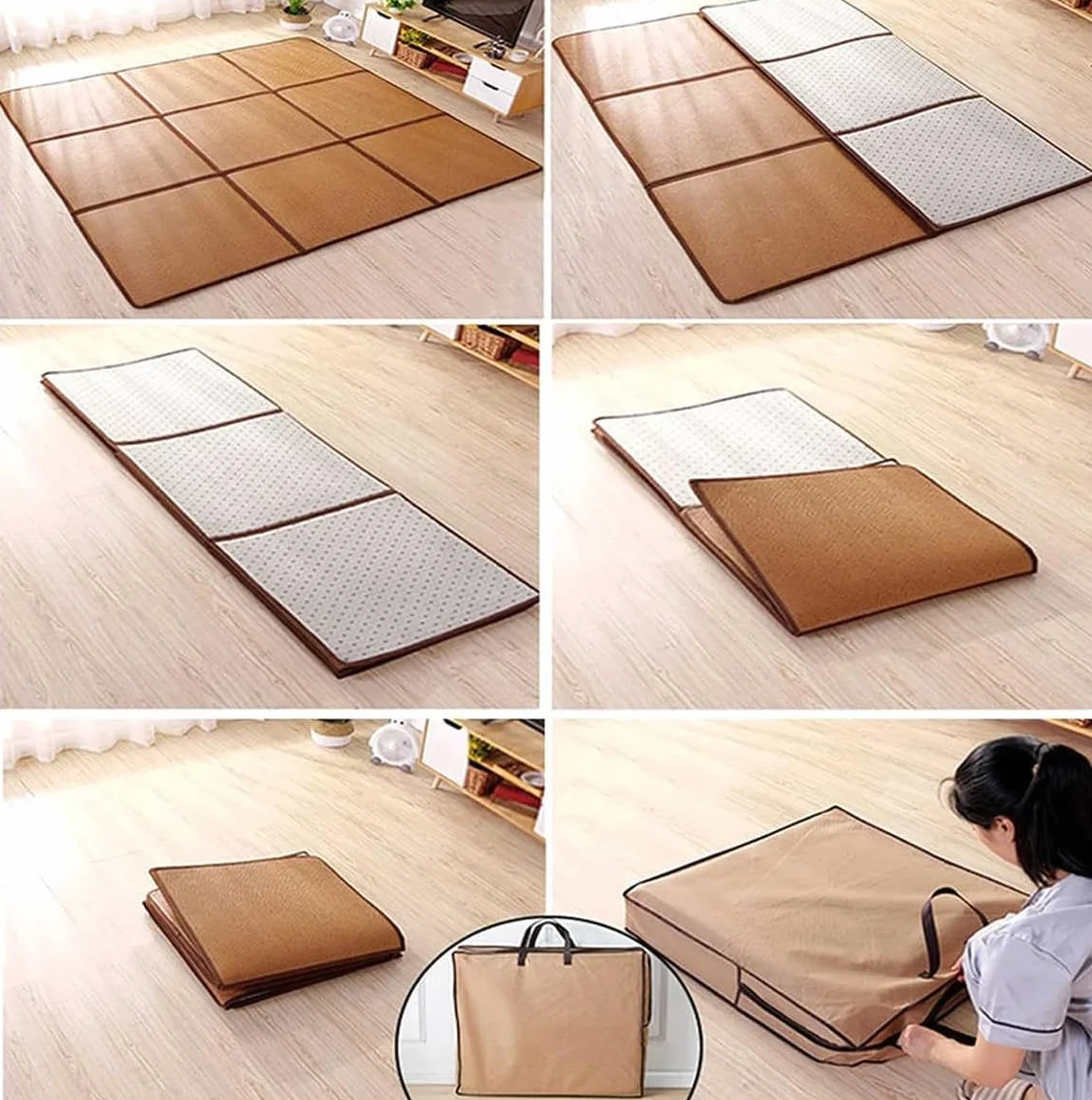 MIAOXIAO Tatami Japones Tradicional para Futon Japones Cama Estilo japones Colchón futón de Suelo japonés colchón de tatami de ratán,01,120x180cm(6 pieces)
