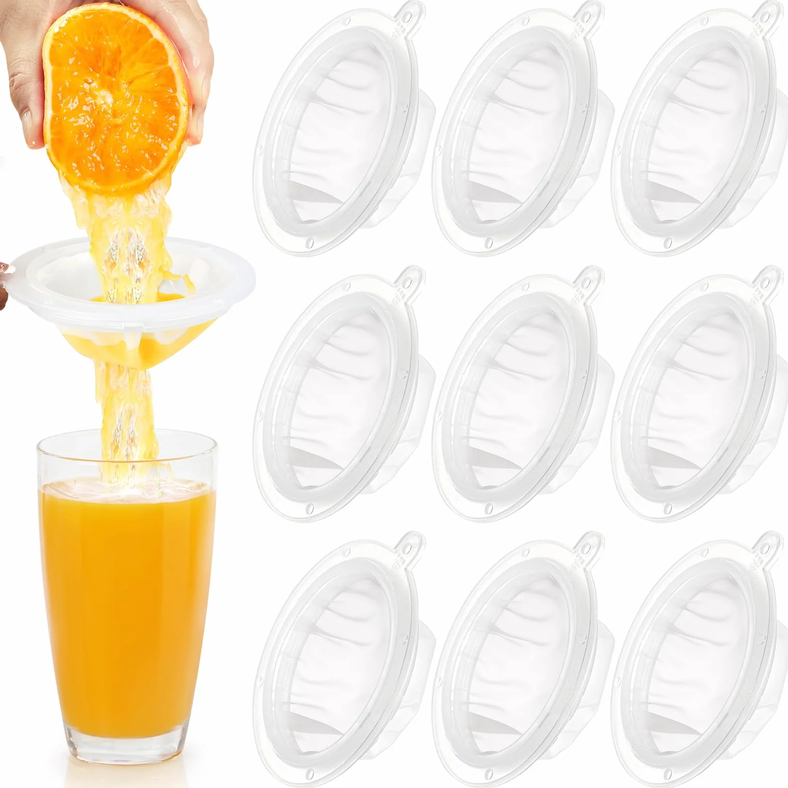Noamus Paquete de 10 coladores de filtro de alimentos de alta calidad, escurridor de alimentos de plástico blanco de malla 200, colador de malla de nailon de 5 pulgadas, colador ultrafino reutilizable