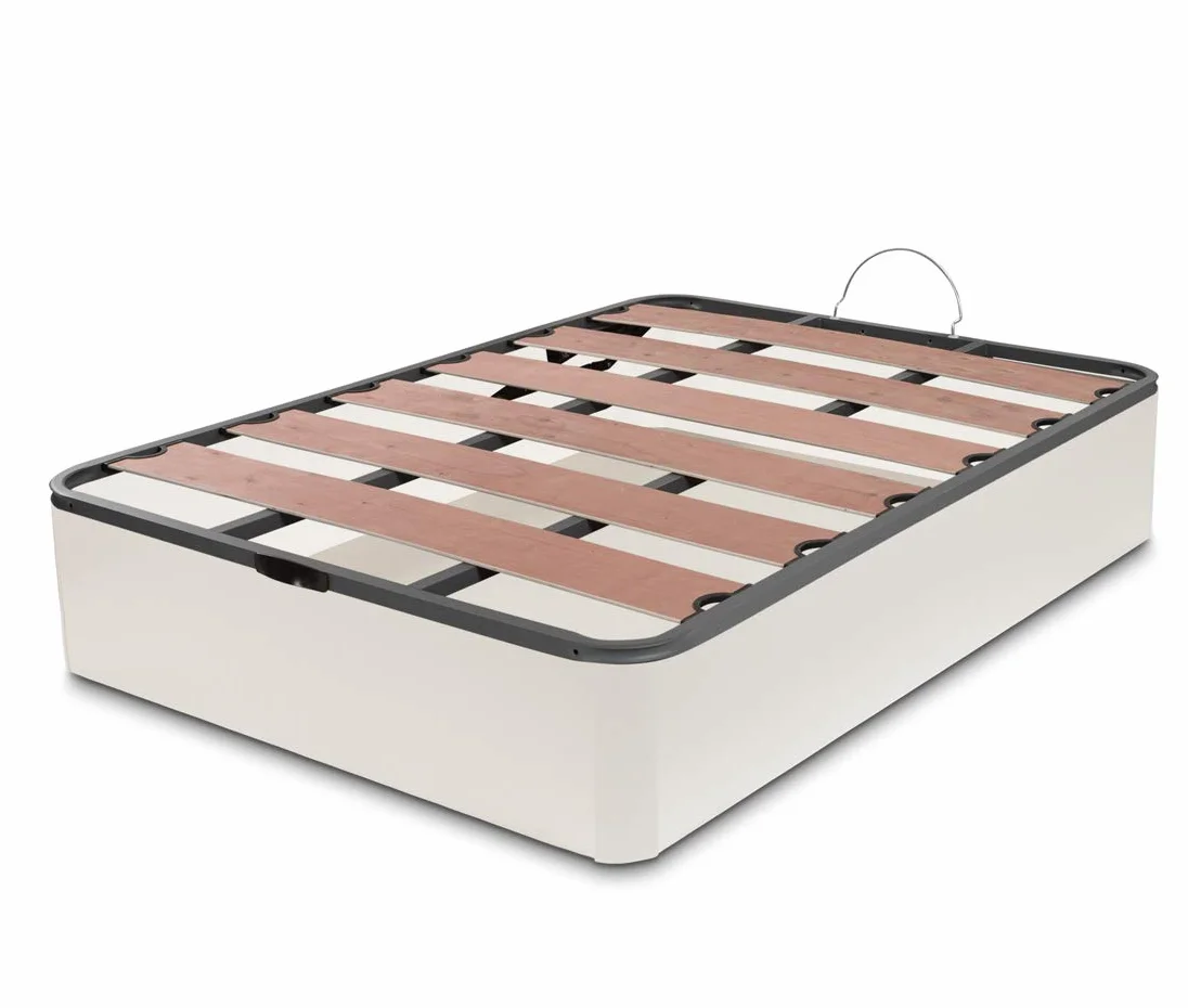 DORMIDAN - Canapé abatible Oferta, Gran Capacidad Esquinas Redondeada, Tapa somier con Lamas vaporizadas y Tacos de Polietileno (90 x 190 cm, Blanco)