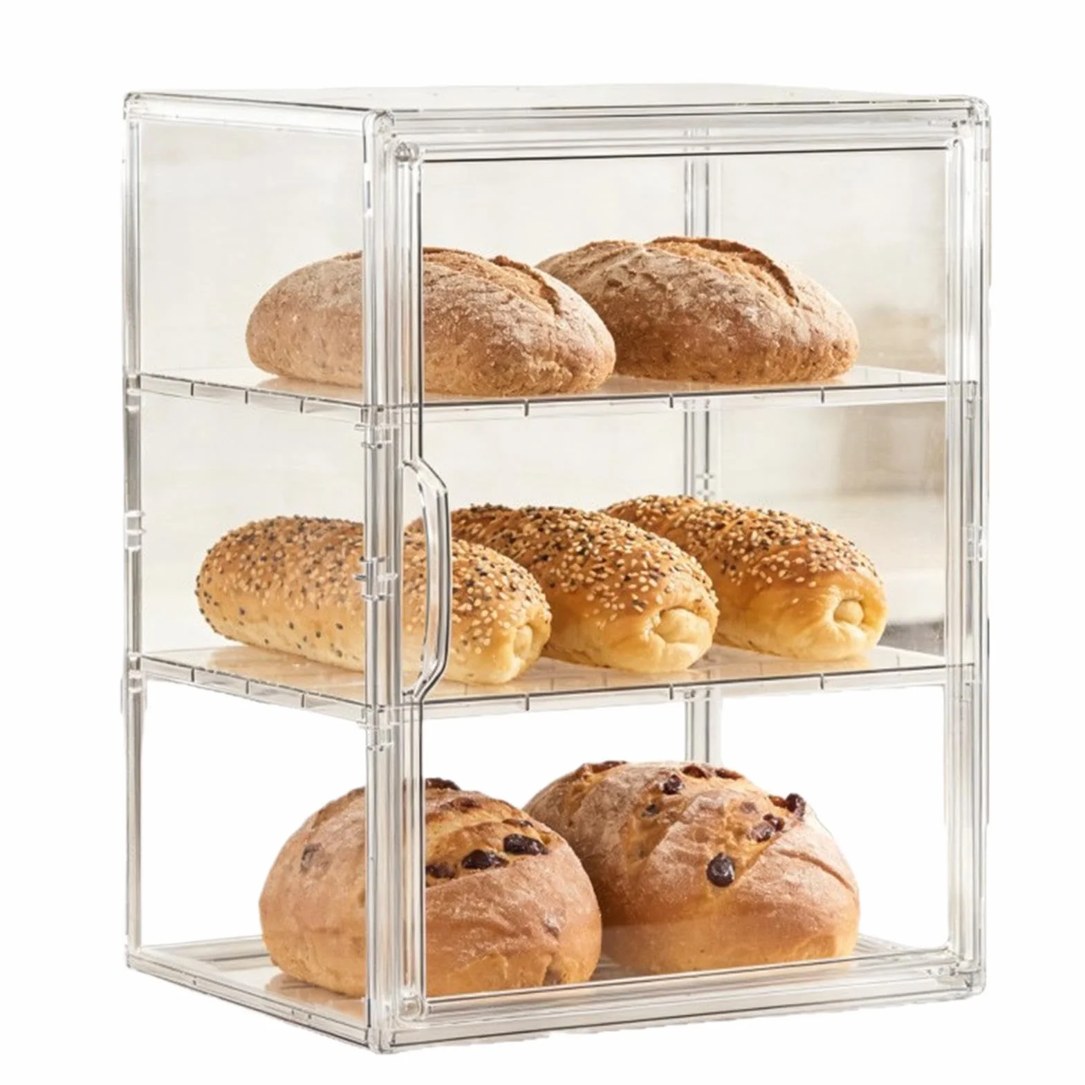 Expositor De Pastelería Expositor Ajustable Transparente De Acrílico | Contenedor De Pan Para Encimera De Cocina para encimera, esquina, despensa, sándwich, tostada, hogaza, masa, bollo,