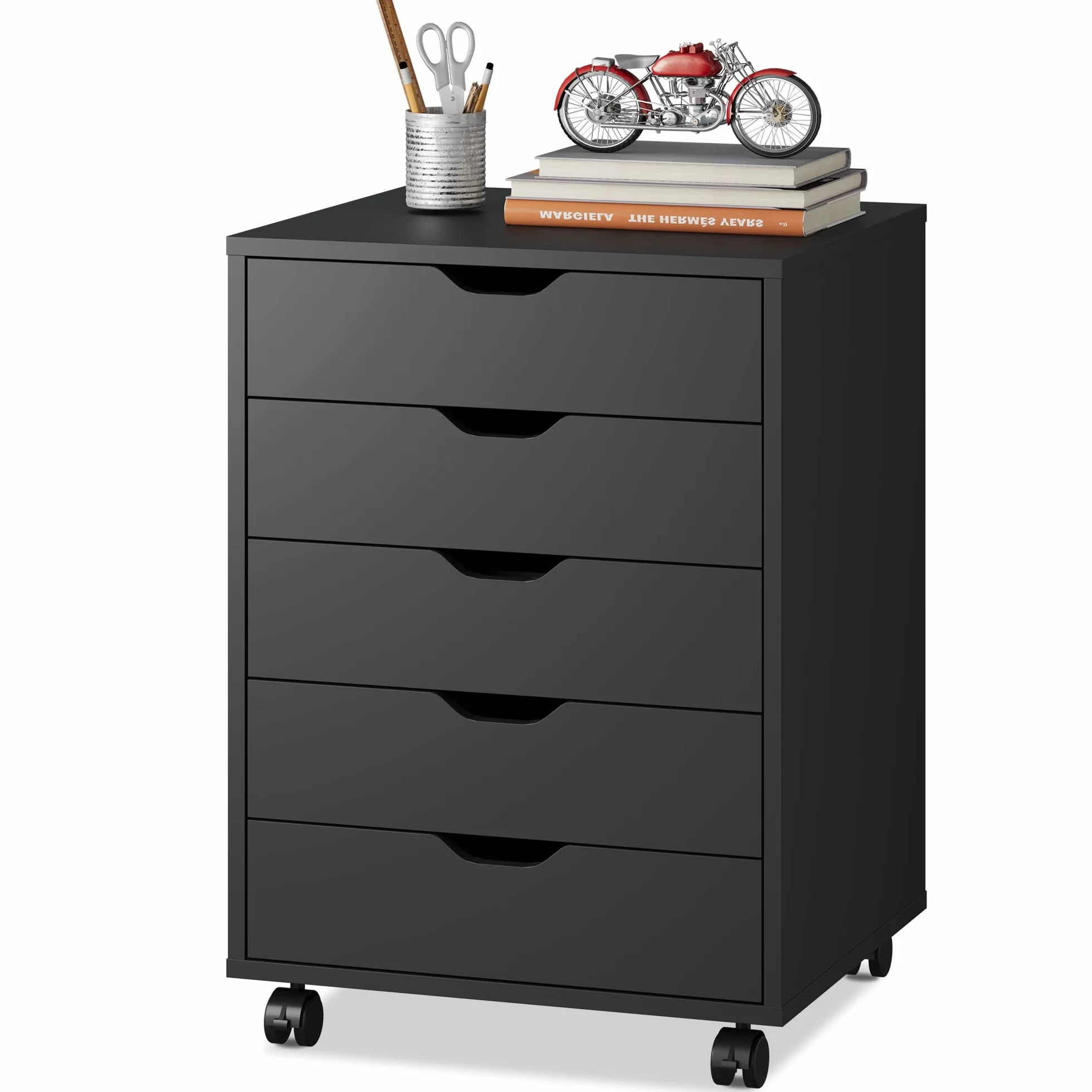 DEVAISE Archivador de 5 Cajones, Mueble Bajo Escritorio Sólido para Documentos A4/Legal/Carta,Negro