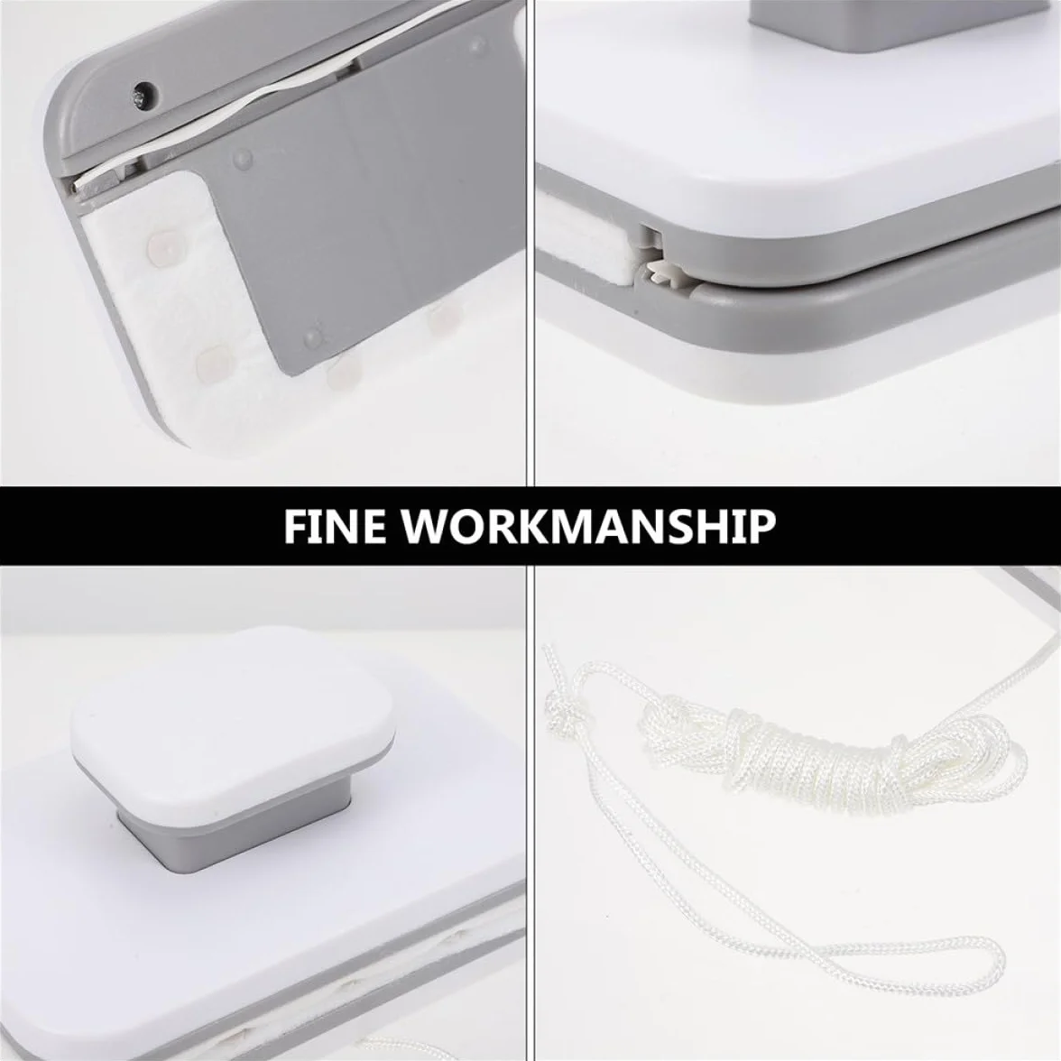 Limpiacristales Magnético Hogar Diseño de Doble Cara y Cordón de Seguridad, Herramienta de Limpieza para Ventanas de Balcón y Cristales en Pisos Altos