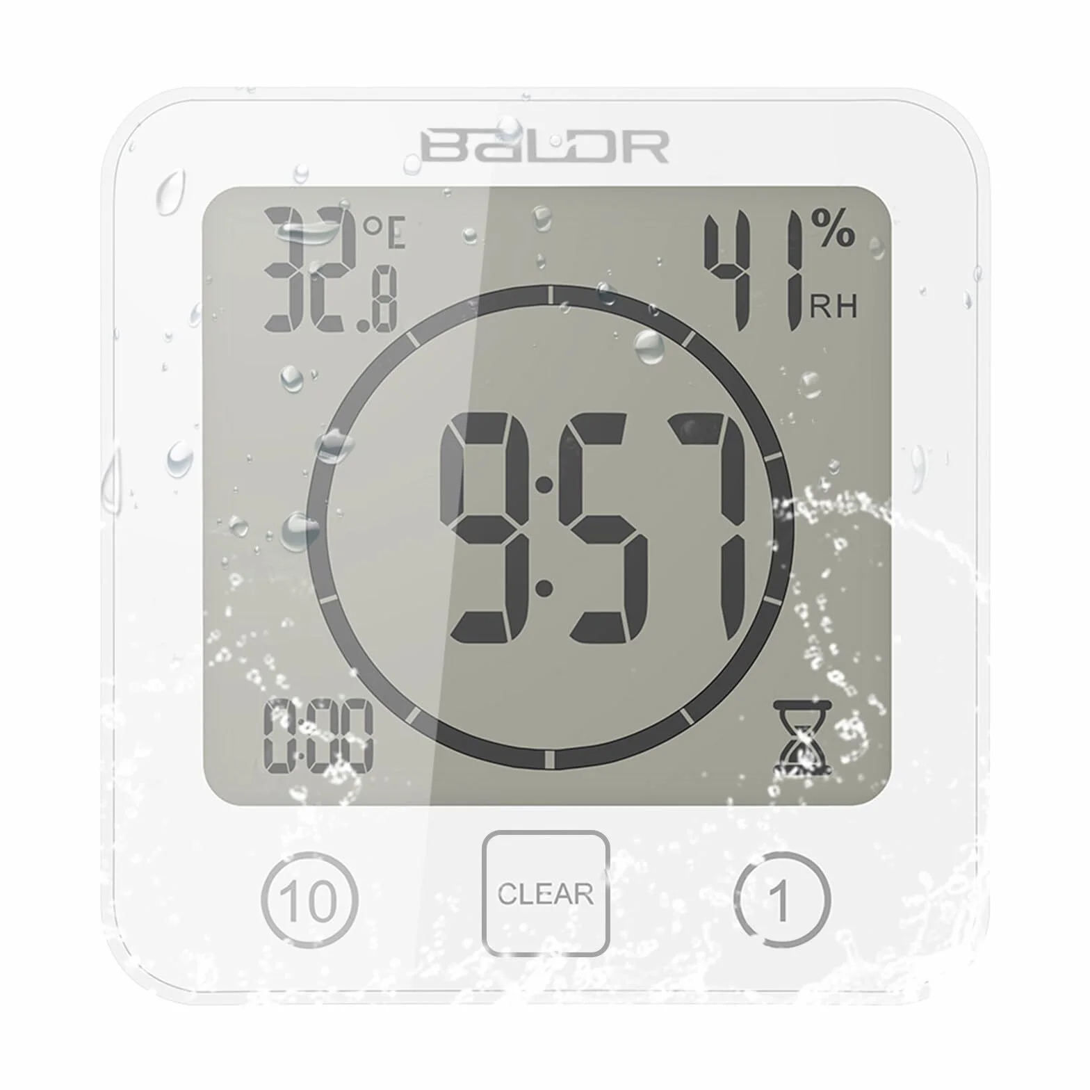 Digital Reloj de Baño de Pared con Alarma, Pantalla LCD Grande, Temperatura y Humedad, Temporizador de Ducha
