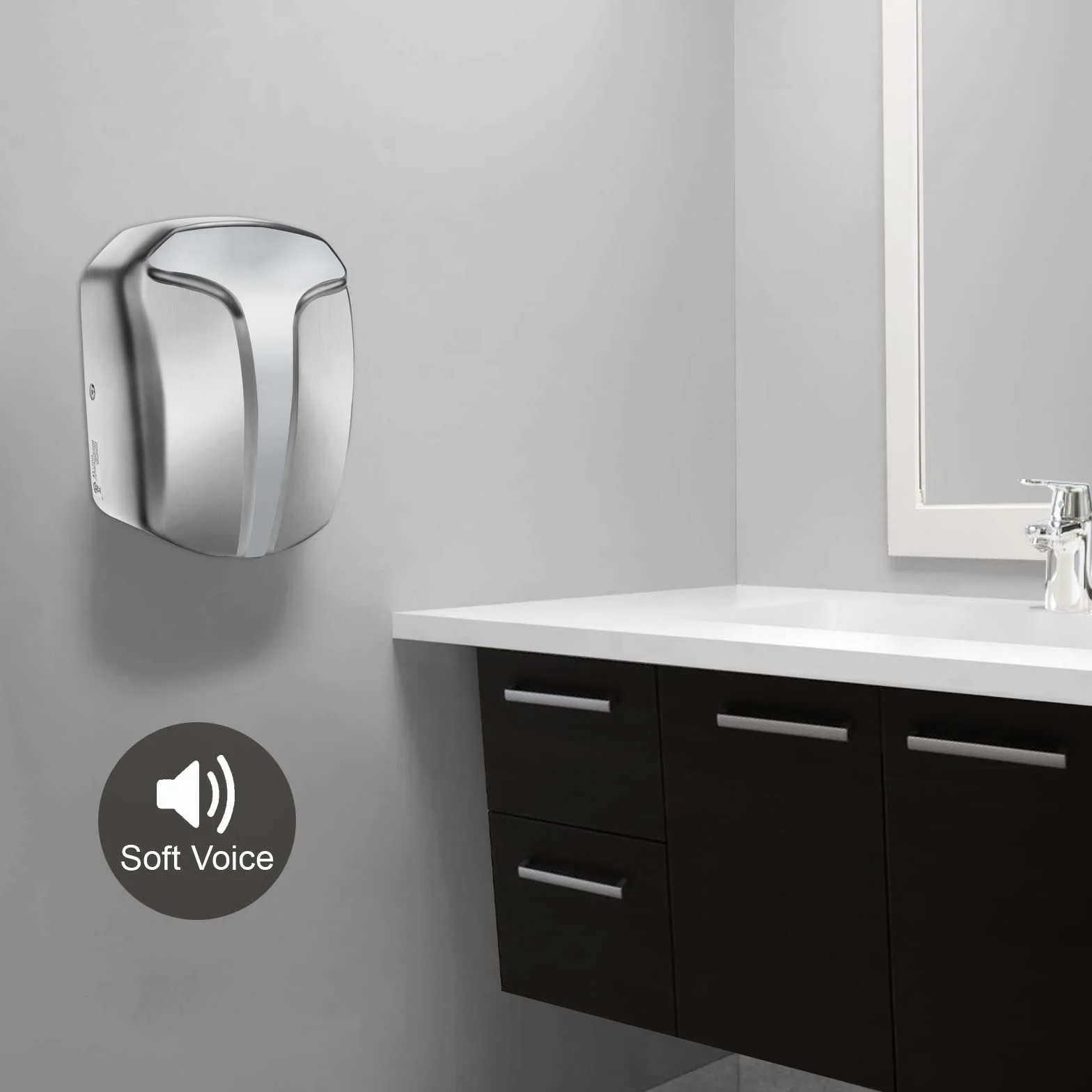 QL Secador de Manos Eléctrico Automático,Acero Inoxidable1150W,Secador de Manos Profesional con Filtro HEPA para Baño,Comercial,Plata
