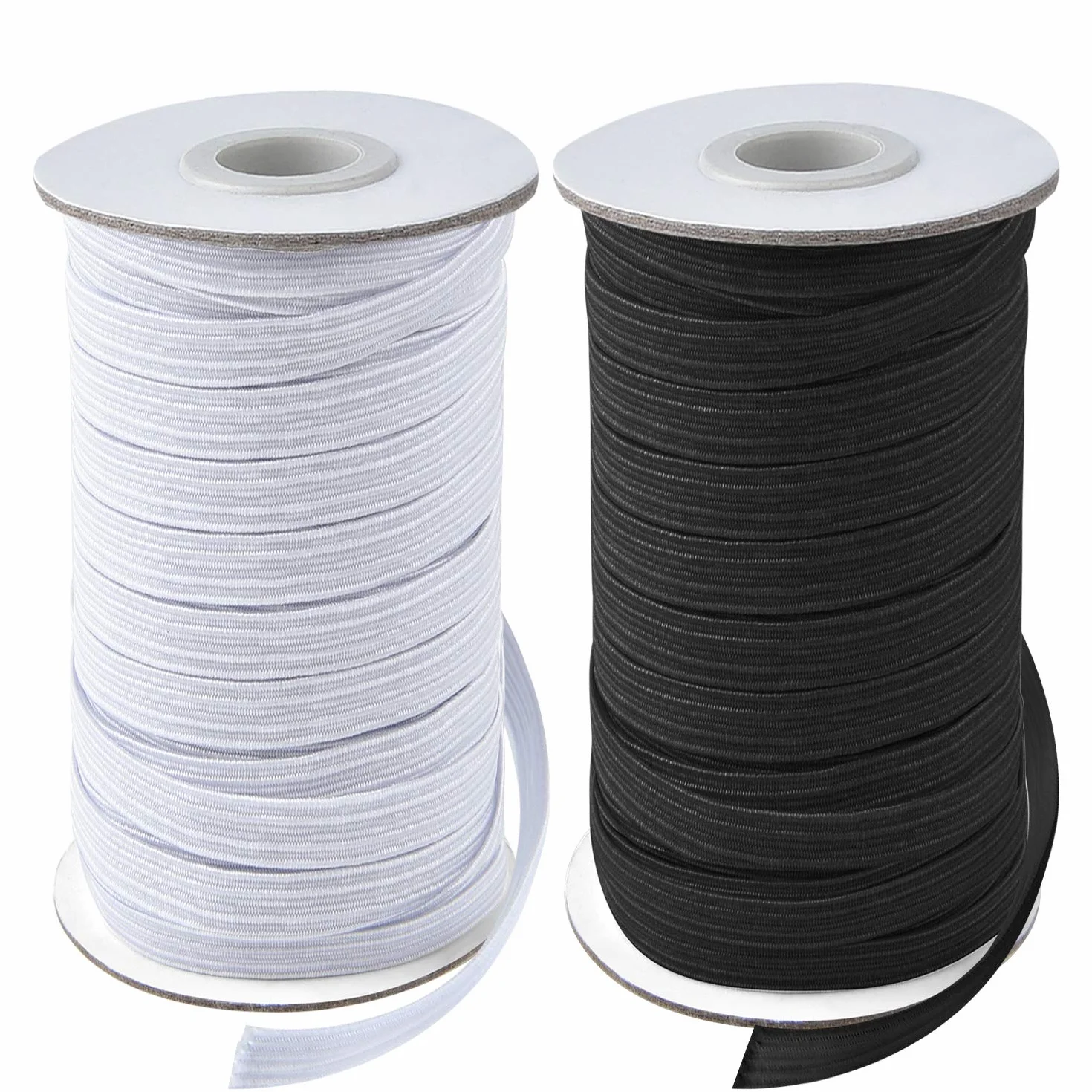 Coopay 40 Yardas de Largo, 1,27 cm de Ancho, Cuerda elástica Pesada y elástica para Costura, 2 Rollos, 20 Yardas por Rollo (Negro y Blanco, 1/2 Pulgadas)