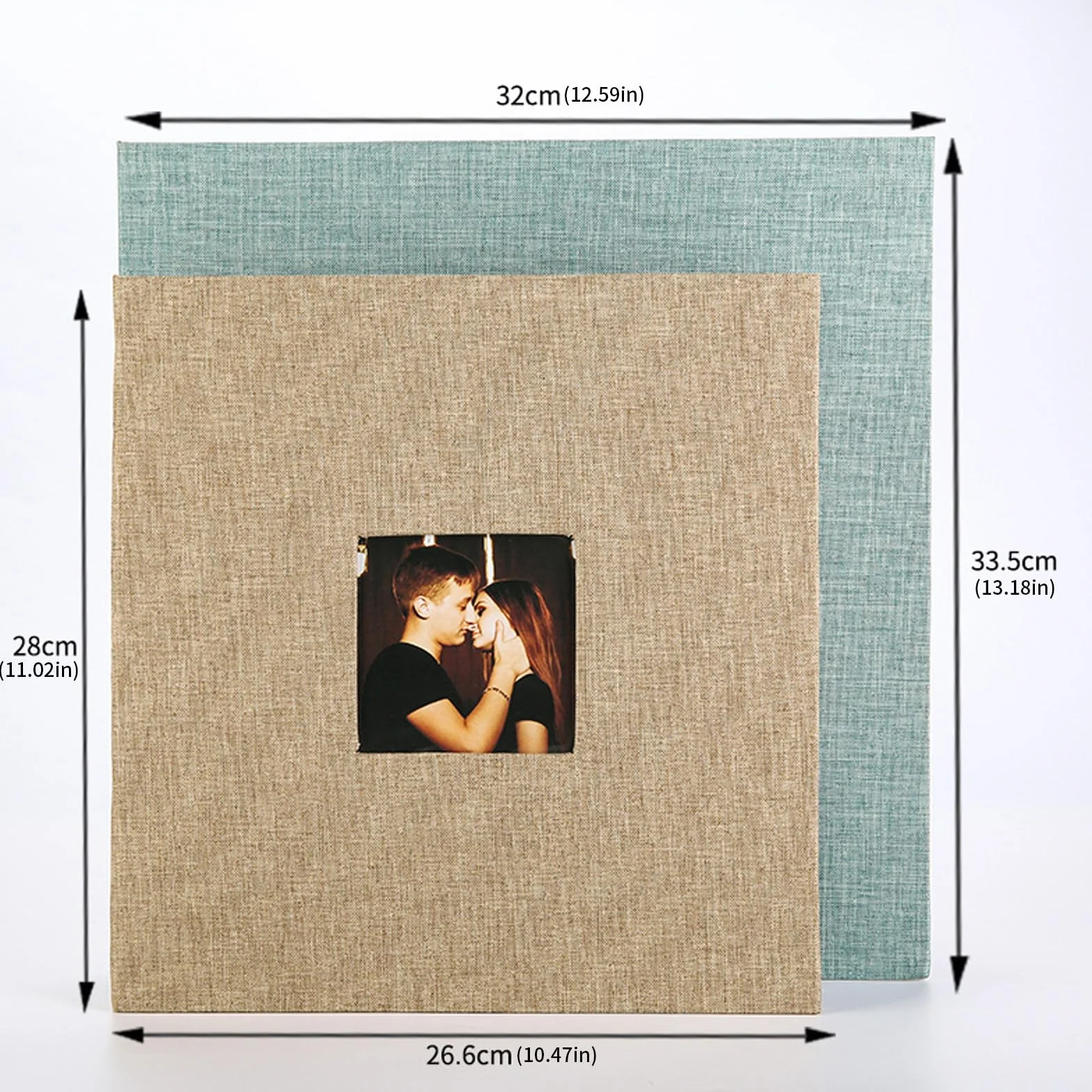 Álbum de fotos adhesivo con cubierta de lino y ventana para bodas, viajes, cumpleaños, recuerdos, regalo de 40 páginas