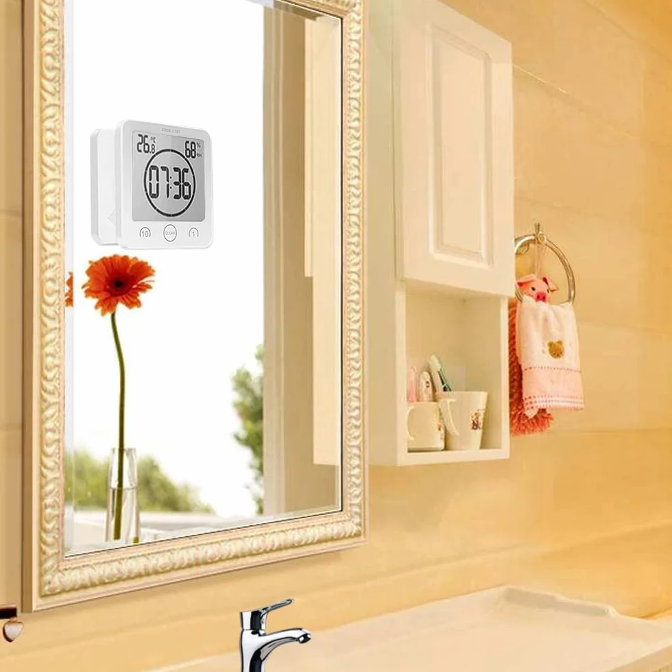 Reloj de ducha digital con temporizador, pantalla LCD grande táctil y temperatura para baño