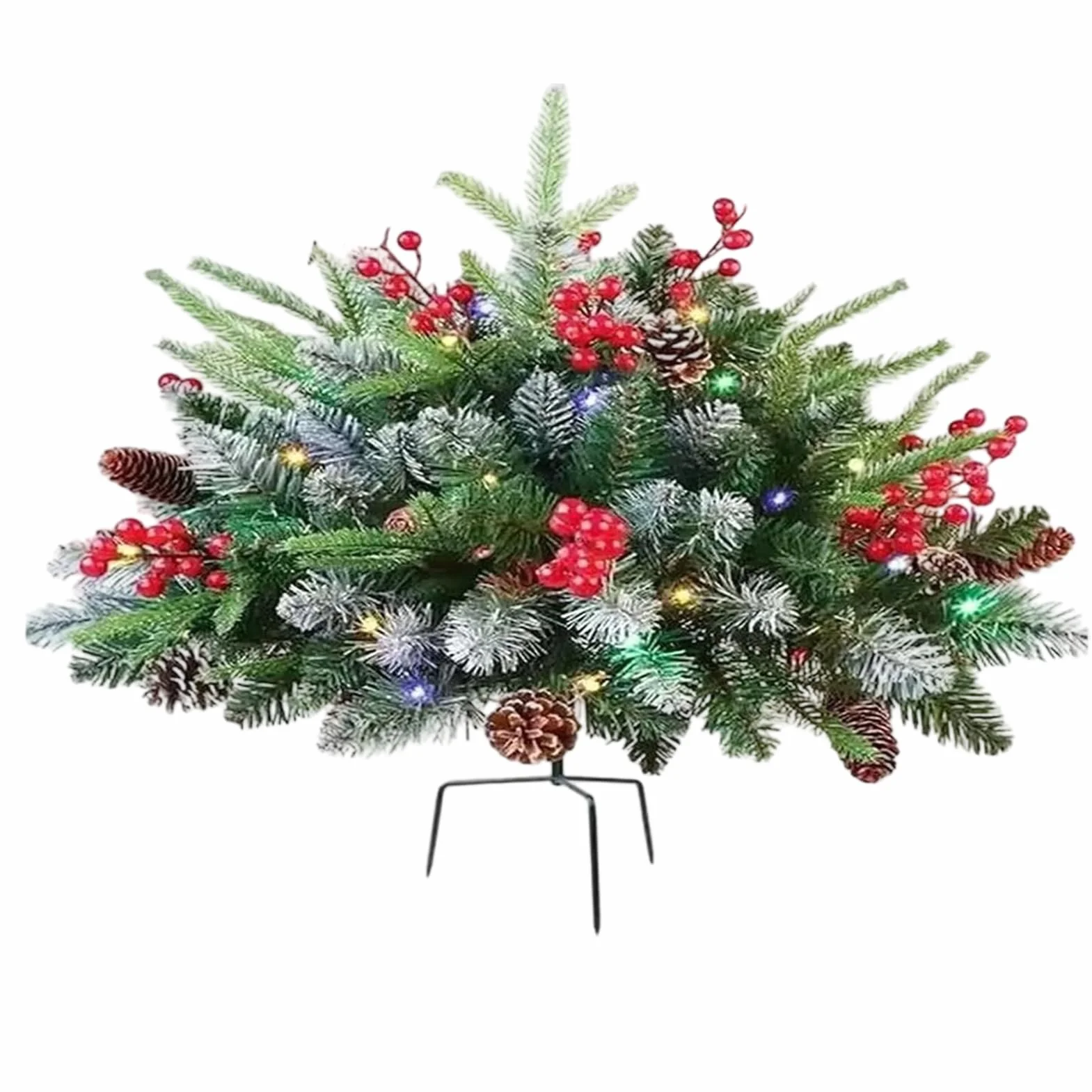 Preiluminado Relleno de Urna Navideño Árbol de Navidad Exterior con 60 | Decoración con 8 Modos y Temporizador Para Jardín Chimenea Maceta Entrada