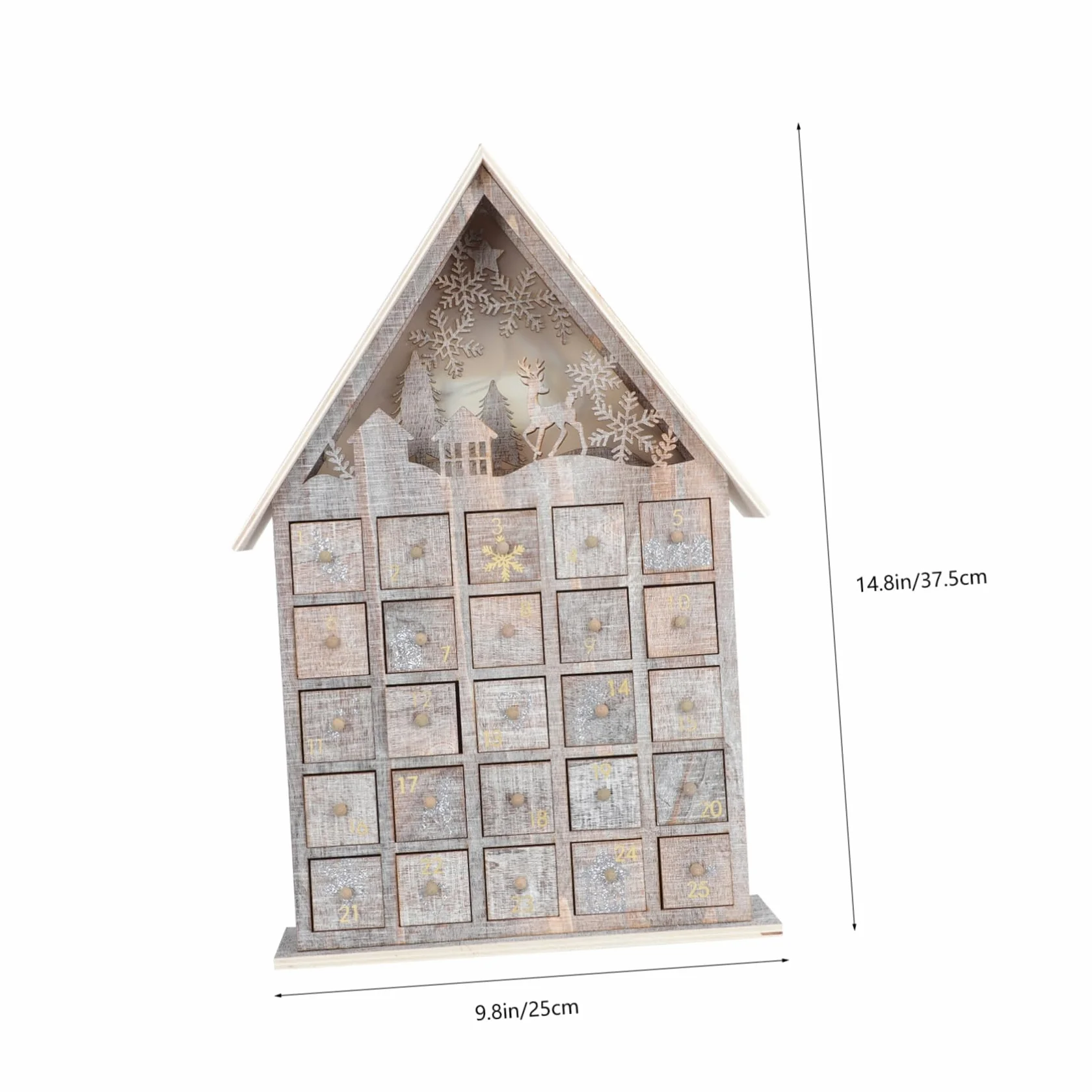 1pieza Calendario De Adviento De Madera Luminosos Para Decoración Navideña Para Niño Niña Sorpresas y Dulces Accesorio Encantador Para Fiestas De Navidad