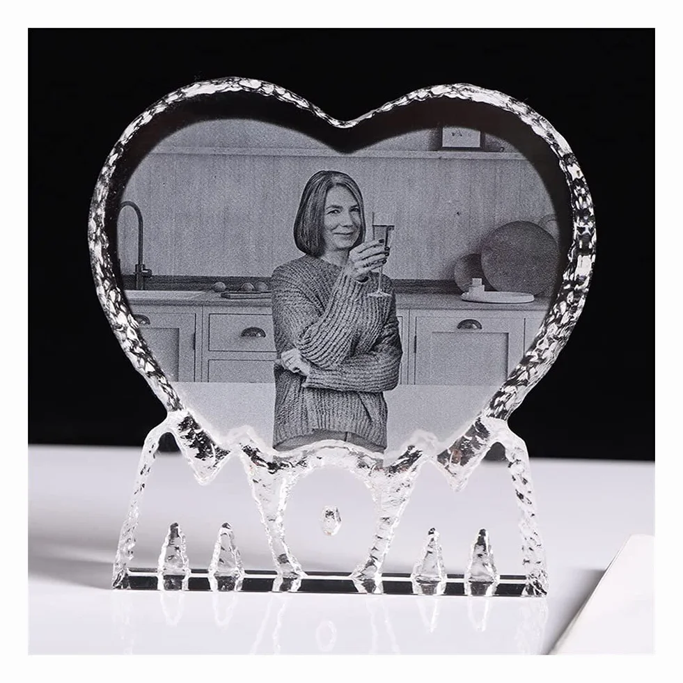 For la Amor personalizado En forma de corazón Cristal Boda Álbum de fotos Imágenes Stickup Marco de fotos Decoración del bebé Amigos Familia Amante Regalos Inicio Colecciones ( Color : Laser Engrave M