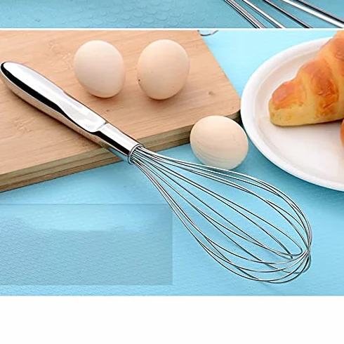 Batidor de huevos de acero inoxidable para el hogar con mango ergonómico y cómodo, con gancho de cola, exquisita mano de obra