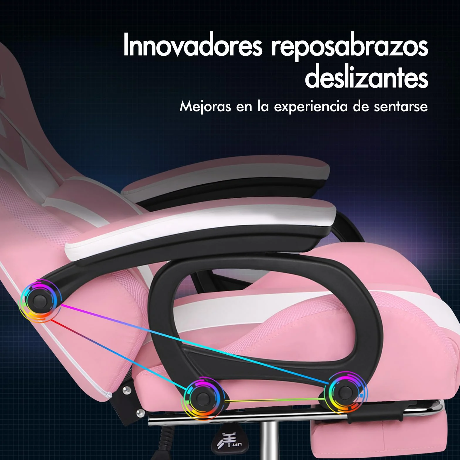 ALFORDSON Silla Gaming con Masaje y LED, Silla Gamer Ergonómica con Cojín Lumbar y Cervical, Reposapiés Telescópico, Iluminación para Ordenador, Videojuego, Juegos, Oficina, Cuero PU(Rosa)