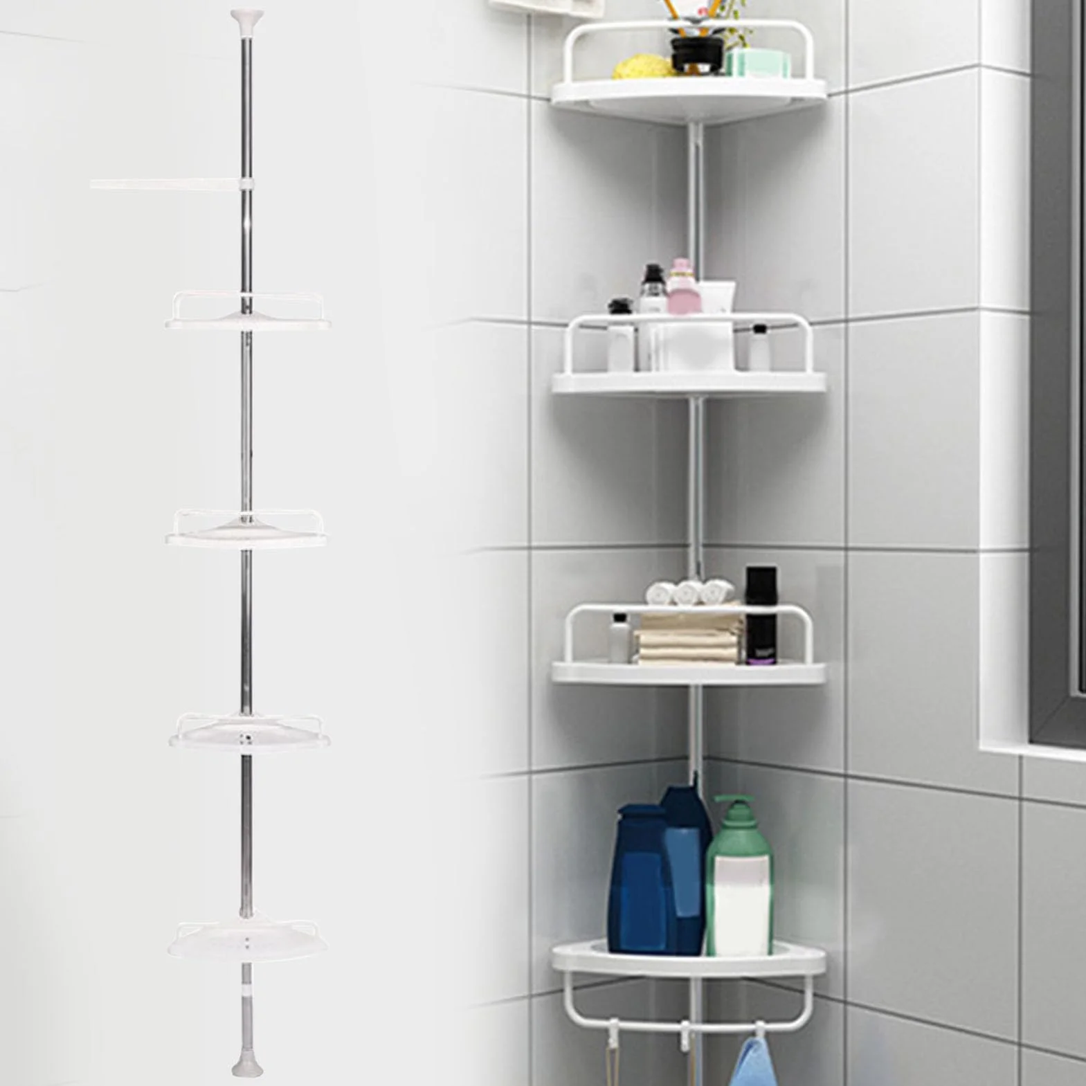 Estante esquinero de baño inoxidable de 25 x 25 cm, almacenamiento de acero inoxidable de varios niveles para ducha y baño, estante de esquina que ahorra espacio, accesorio de baño duradero