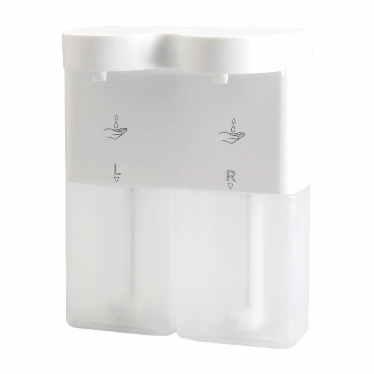Milageto Dispensador de jabón automático Doble para Montar en la Pared, Resistente, Ahorra Espacio, eléctrico, para el baño del hogar, Líquido