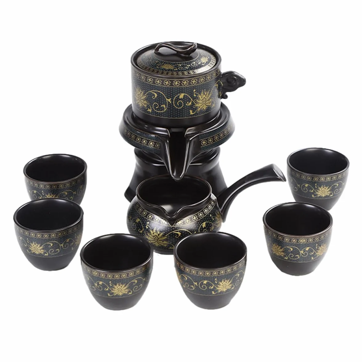 Juego de Tetera Doméstica de Cerámica Retro Clásica Negra, Anti-escaldado y Multiuso para Oficina y Aficionados al Té