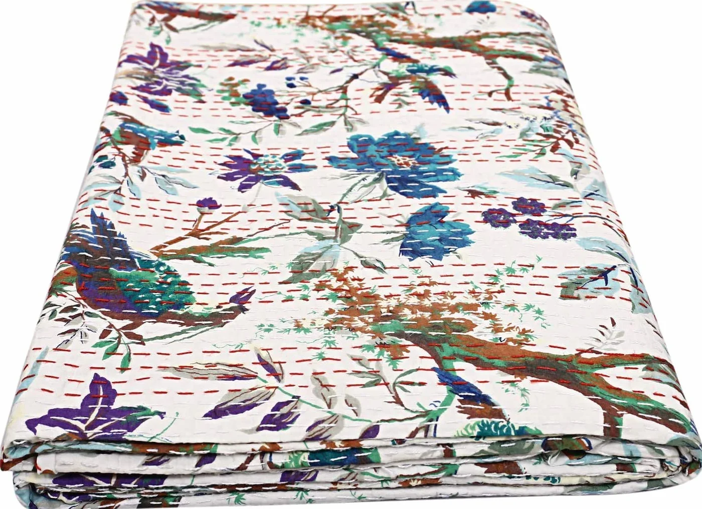 Colcha Kantha Kantha hecha a mano de la India, para cama de matrimonio, Kantha Rallies, reversible, para decoración del hogar, colcha Kantha (60 x 90 pulgadas)