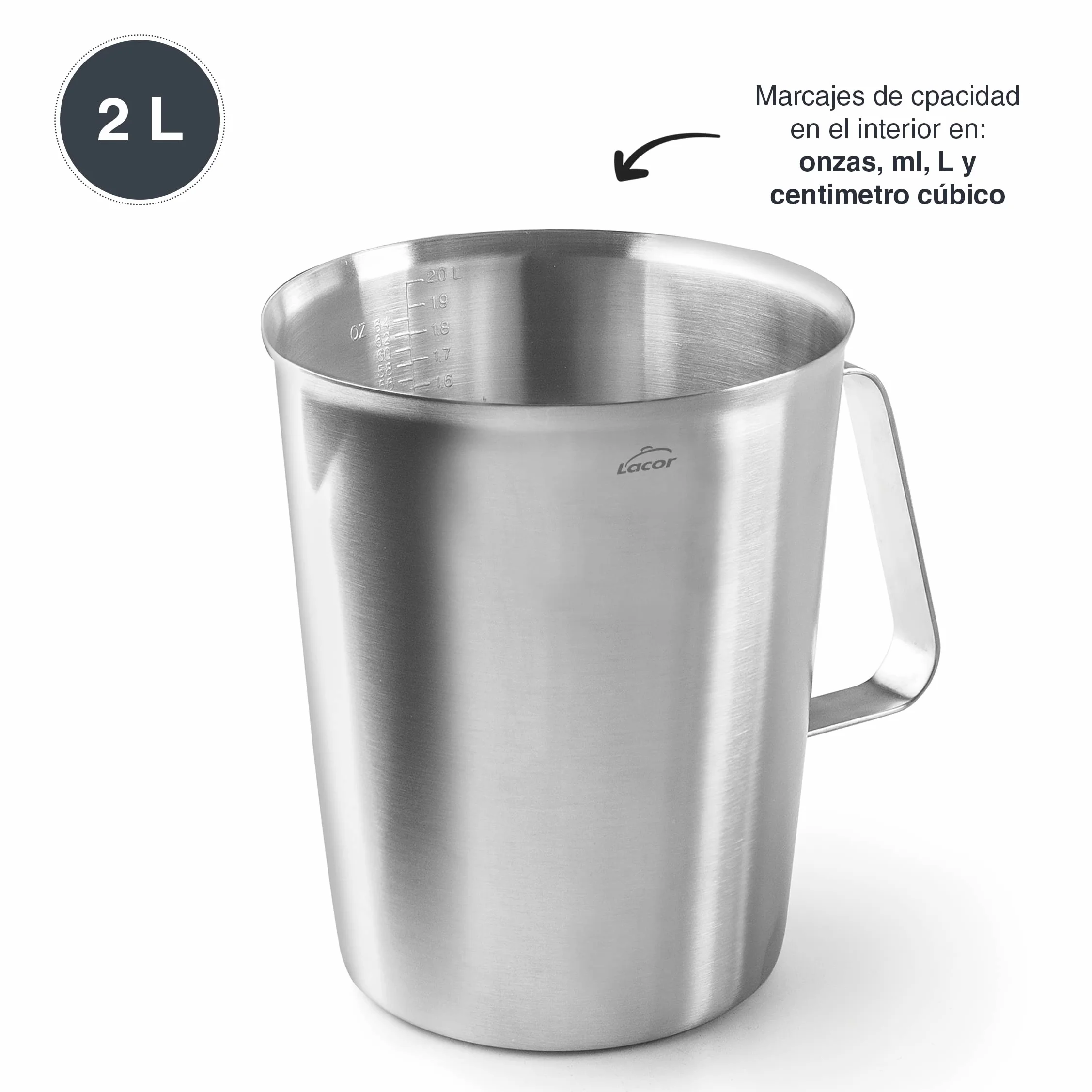 Lacor Jarra Medidora Acero Inoxidable 2 L 15 cm