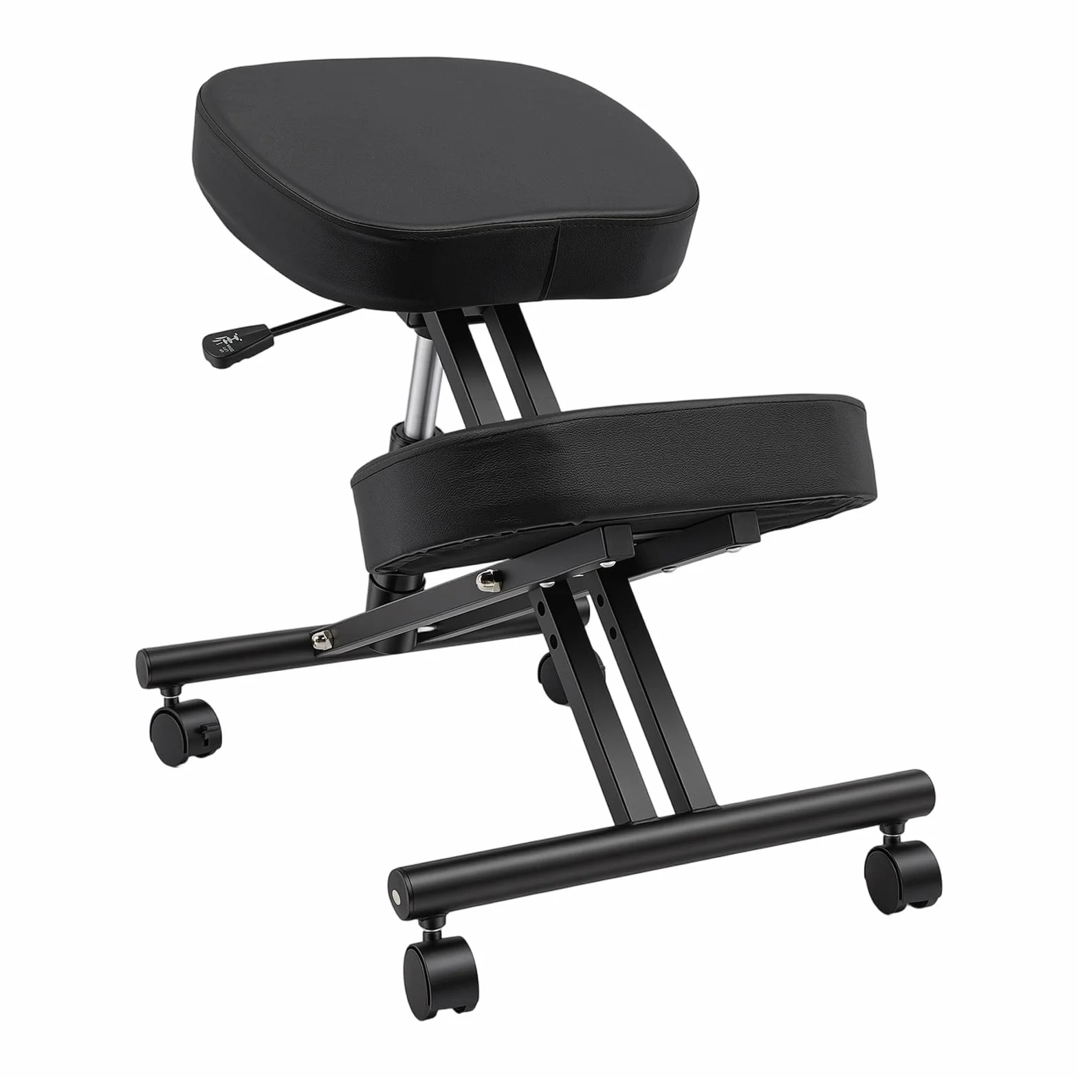 Silla de rodilla ergonómica ajustable para oficina, estructura de metal + silla de oficina de piel, asiento con reposamuñecas, dolor de espalda, aliviar el dolor de cuello y mejorar la postura