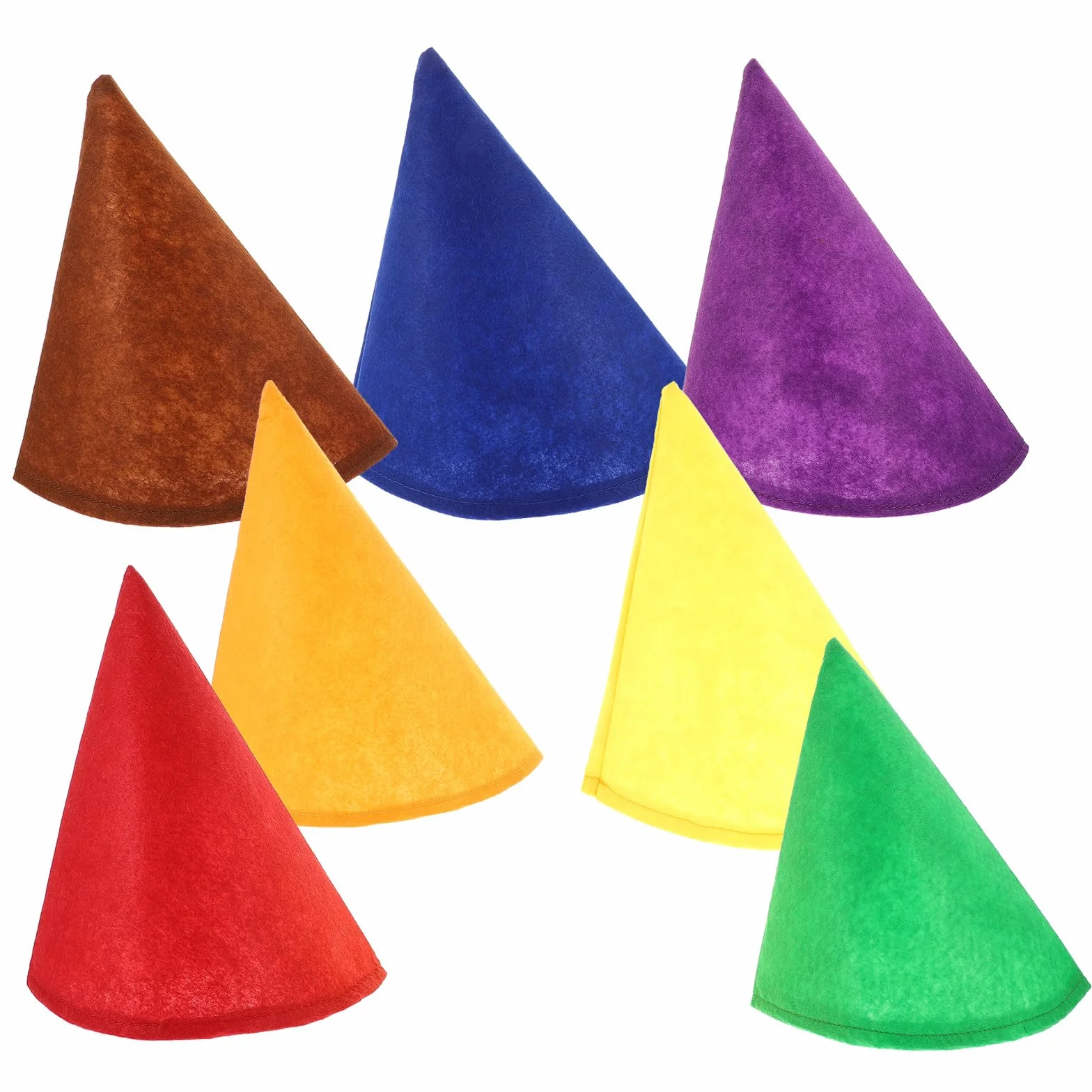 Angoily 7 sombreros de enano de fieltro grueso en forma de cono, multicolor, gorro de Navidad para fiestas y accesorios de disfraces para celebraciones