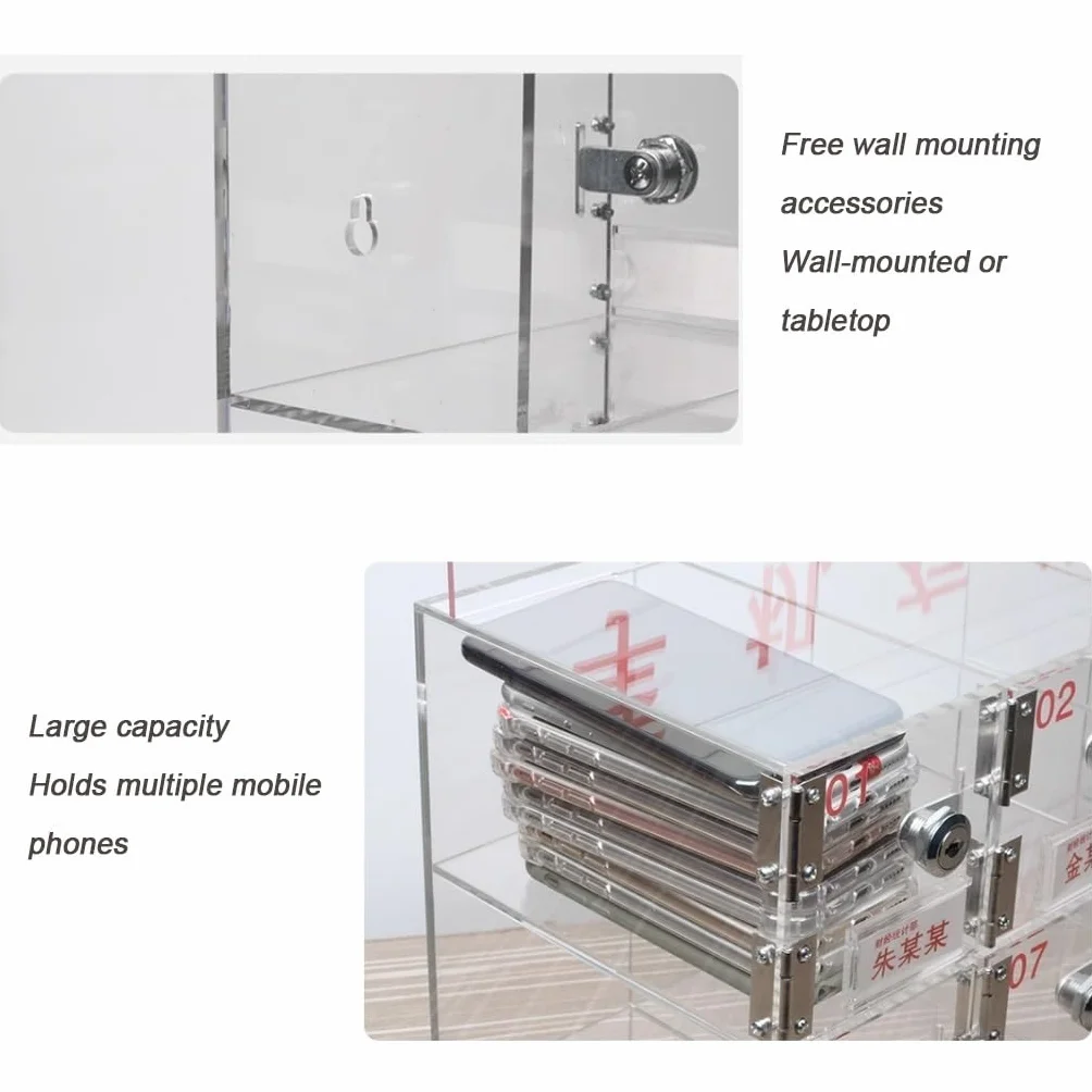 SDdPulse Caja transparente para teléfono celular con cerradura, 40 ranuras para estudiantes, uso en el aula, oficina y gimnasio, Secure le Stora para exámenes y lugares de trabajo, transparente-30