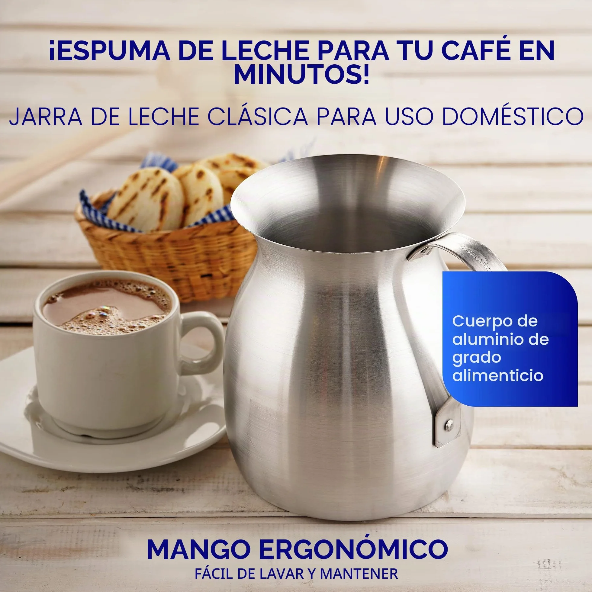 Olla Colombiana Chocolatera 2.1 cuartos galón 2L - Máquina de chocolate caliente aluminio para café leche