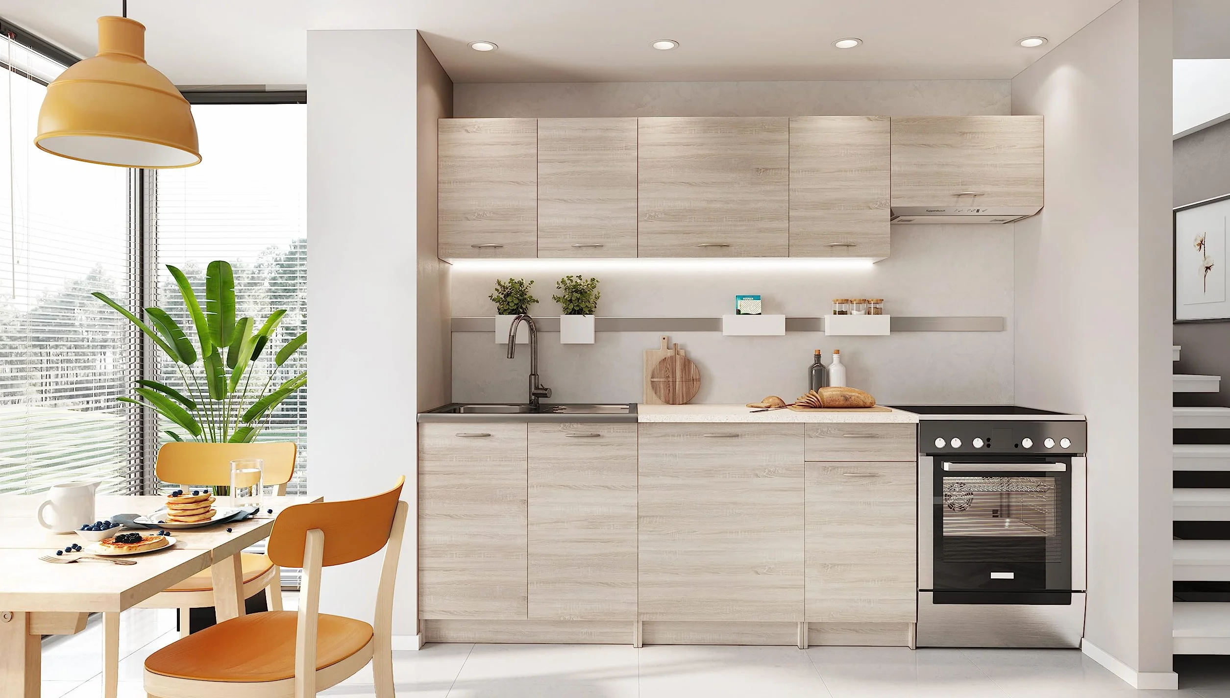 Genérico Muebles de Cocina Completa Color Madera Sonoma 180 y 240 cms Encimera incluida ref-30