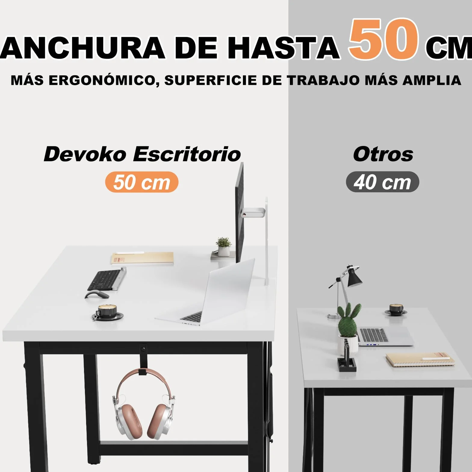 Devoko Escritorio pequeño para Ordenador, 100 x 50 x 73 cm Escritorio, Mesa de Oficina en casa, Escritorio para Ordenador portátil, Mesa de Diseño Industrial Blanco
