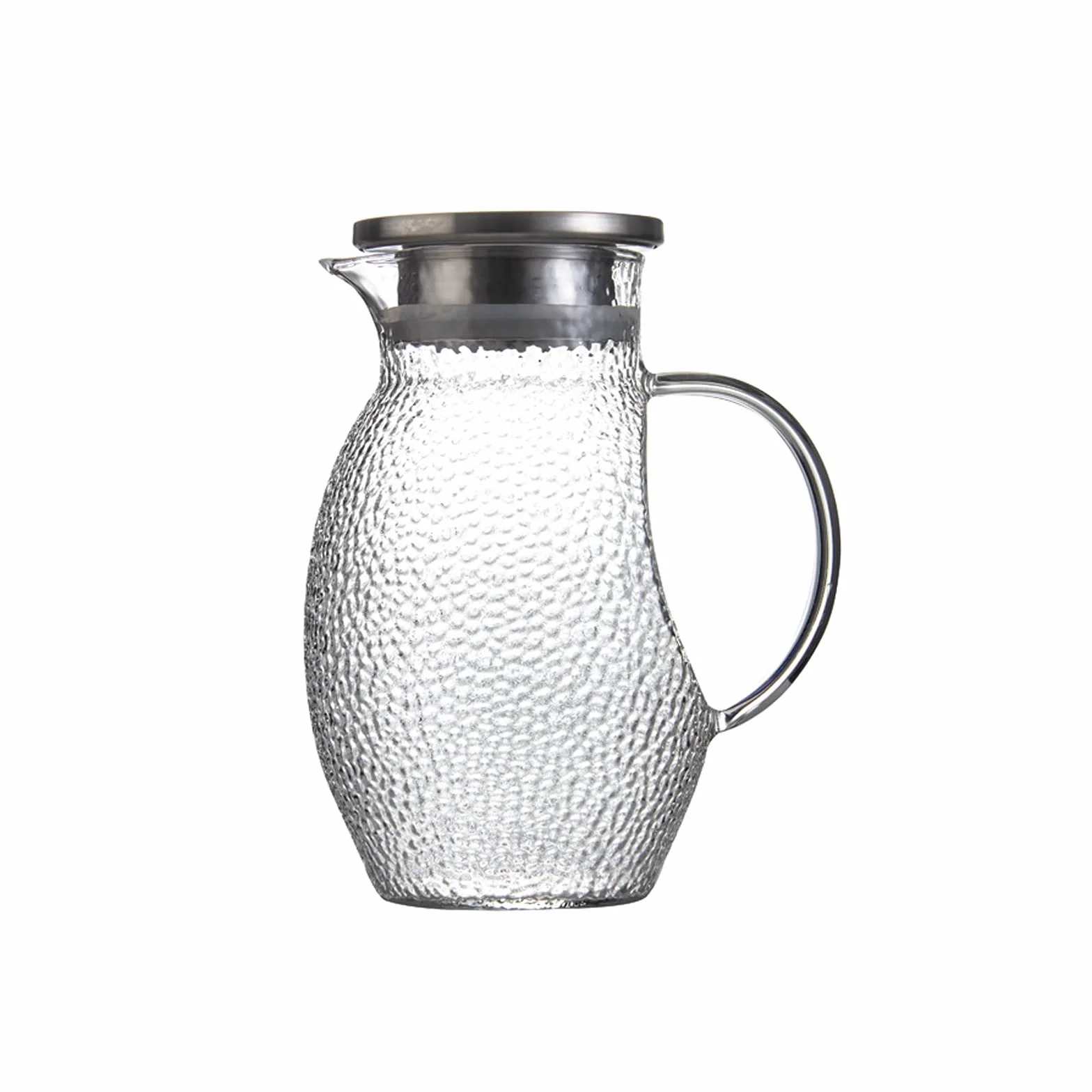Jarra Agua Fria Jarra de vidrio de alta borosilicato con dos tipos de puntos de venta Tetera resistente al calor del martillo-patrón del martillo del hogar (40.5 oz) Jarra Agua Detox Frutas